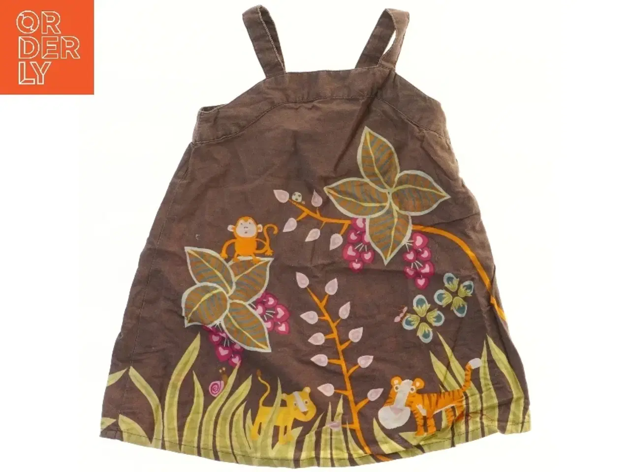 Billede 1 - Brun kjole med farverigt dyremotiv fra H&M (str. 74)