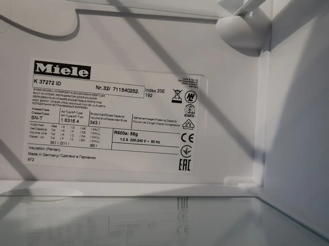 Billede 4 - Miele K K37272ID indbygningskøleskab MOMSFRI