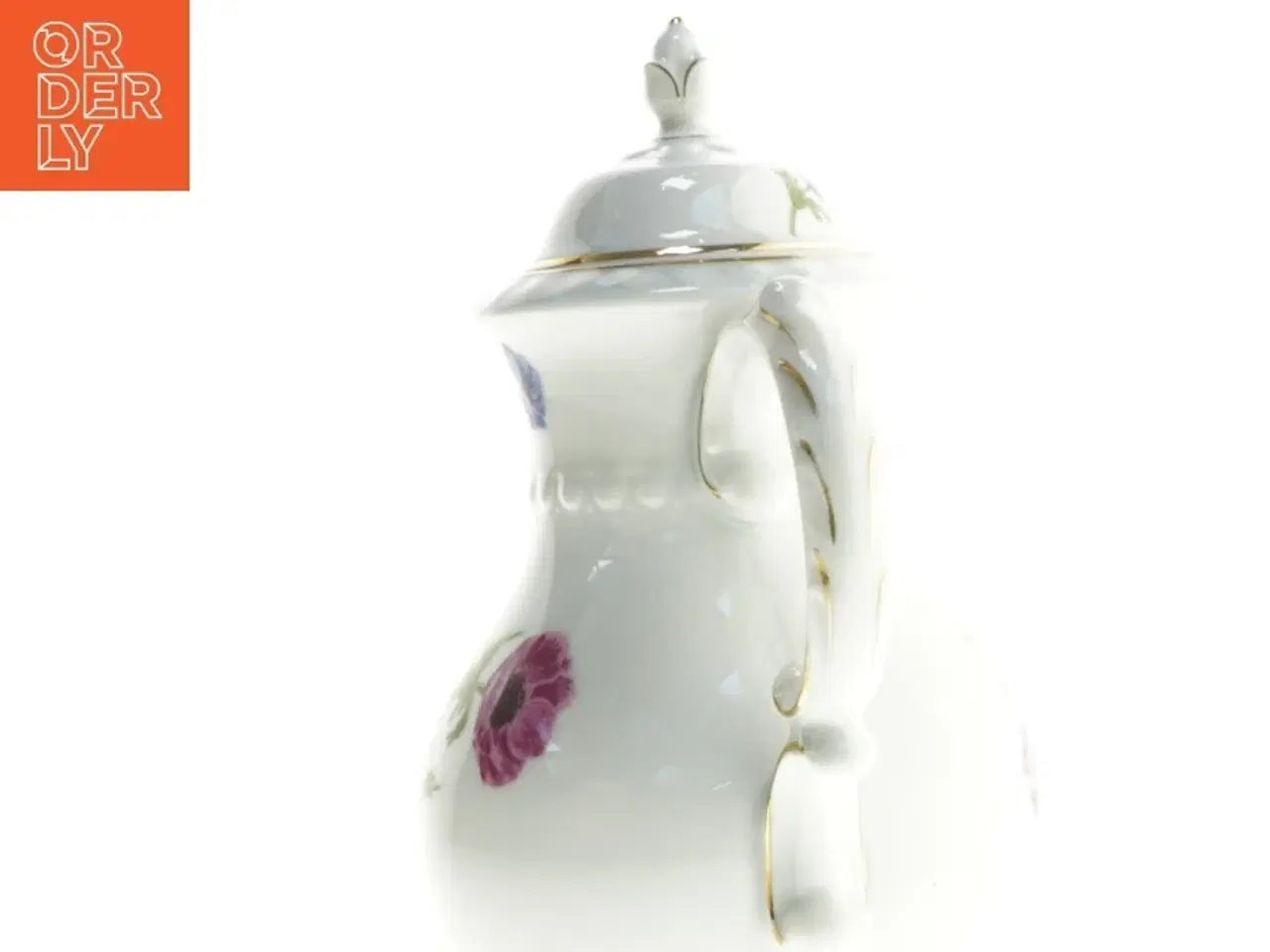 Billede 2 - Porcelænskande/vase med blomstermotiv (str. 27 x 20 cm)
