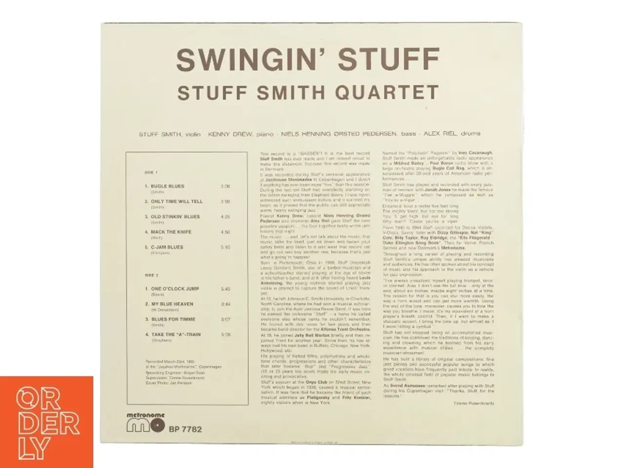 Billede 3 - Swingin&#39; Stuff vinylplade af Stuff Smith Quartet (str. 31 x 31 cm)