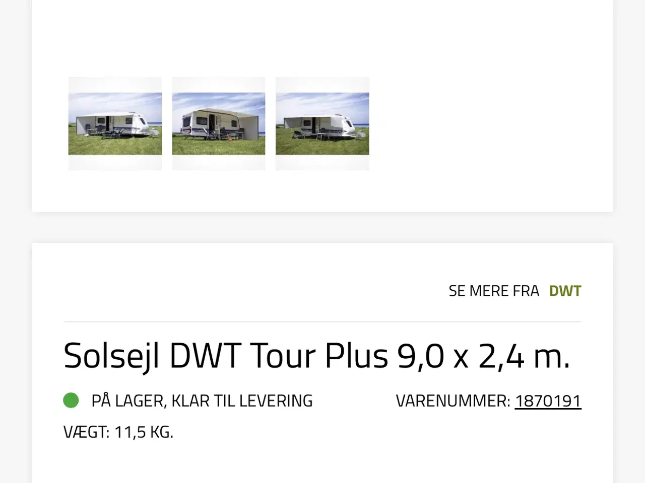 Billede 1 - Solsejl DWT Tour Plus 9,0 x 2,4 m.