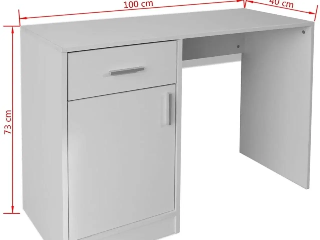 Billede 6 - Skrivebord med skuffe og skab 100x40x73 cm hvid