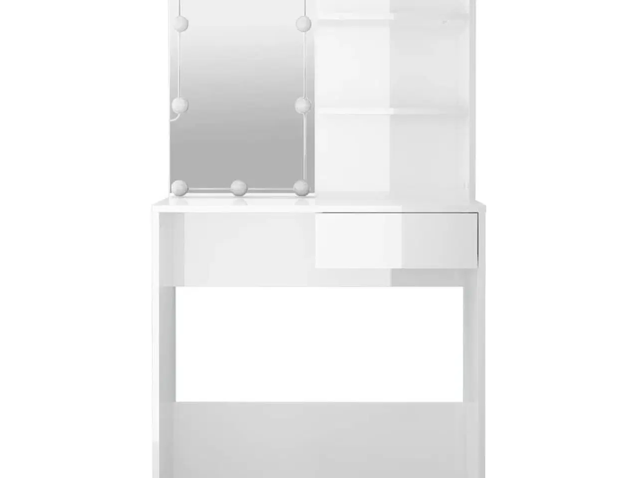Billede 6 - Makeupbord med LED-lys 74,5x40x141 cm hvid højglans