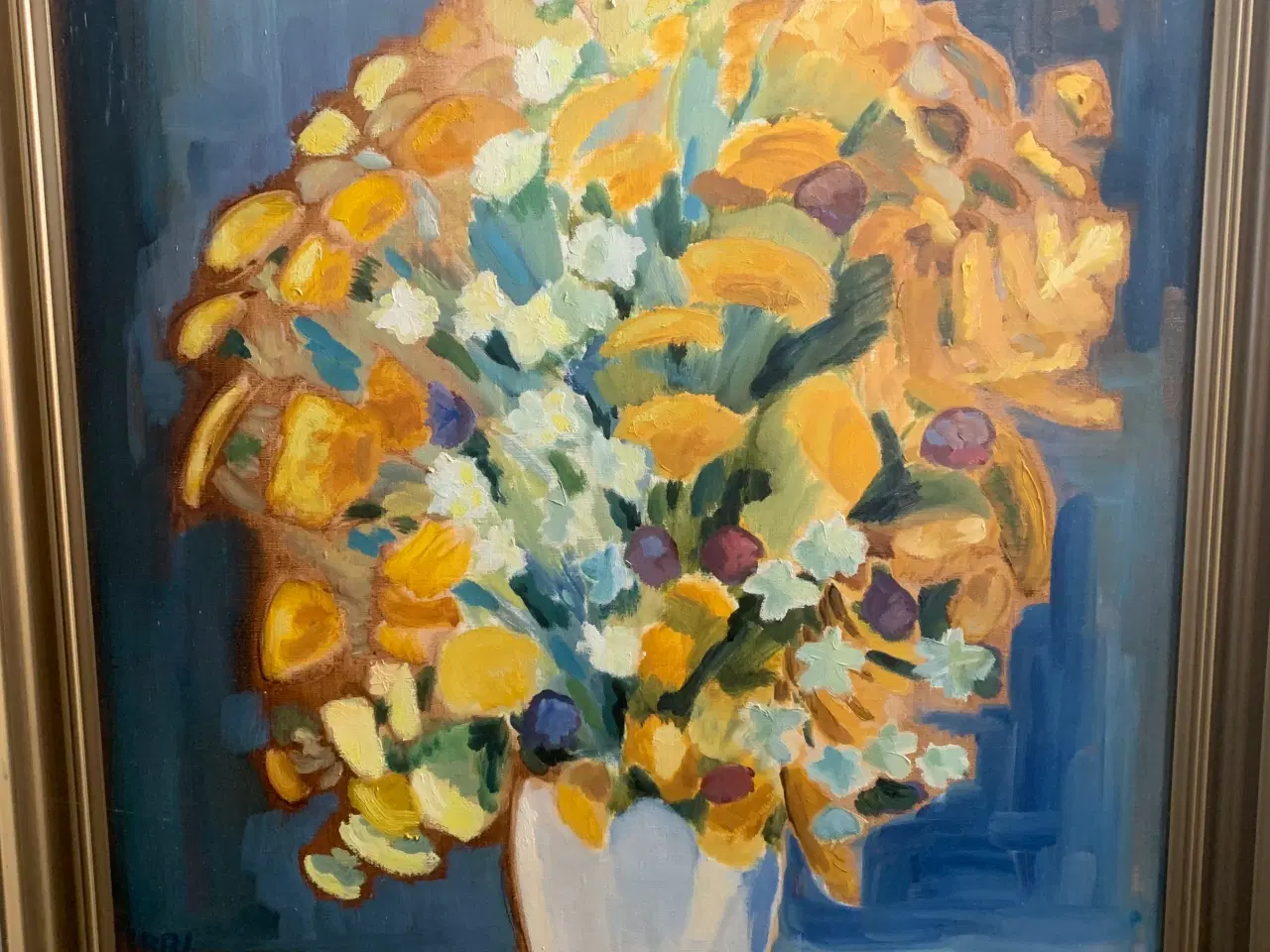 Billede 1 - Flot maleri Gule blomster