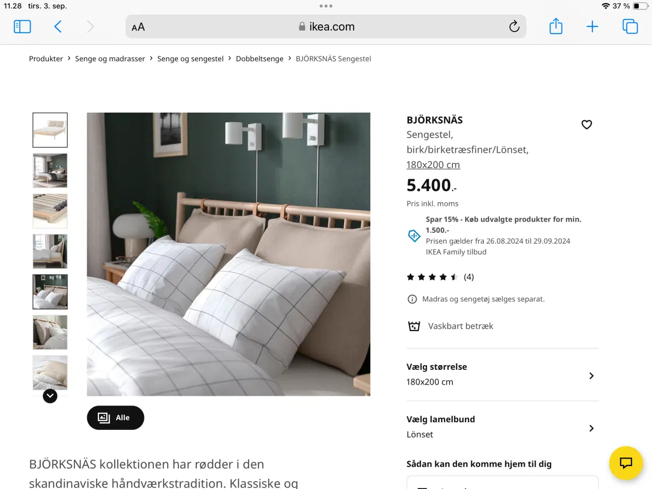 Billede 3 - Sengestel m lamelbunde Ikea