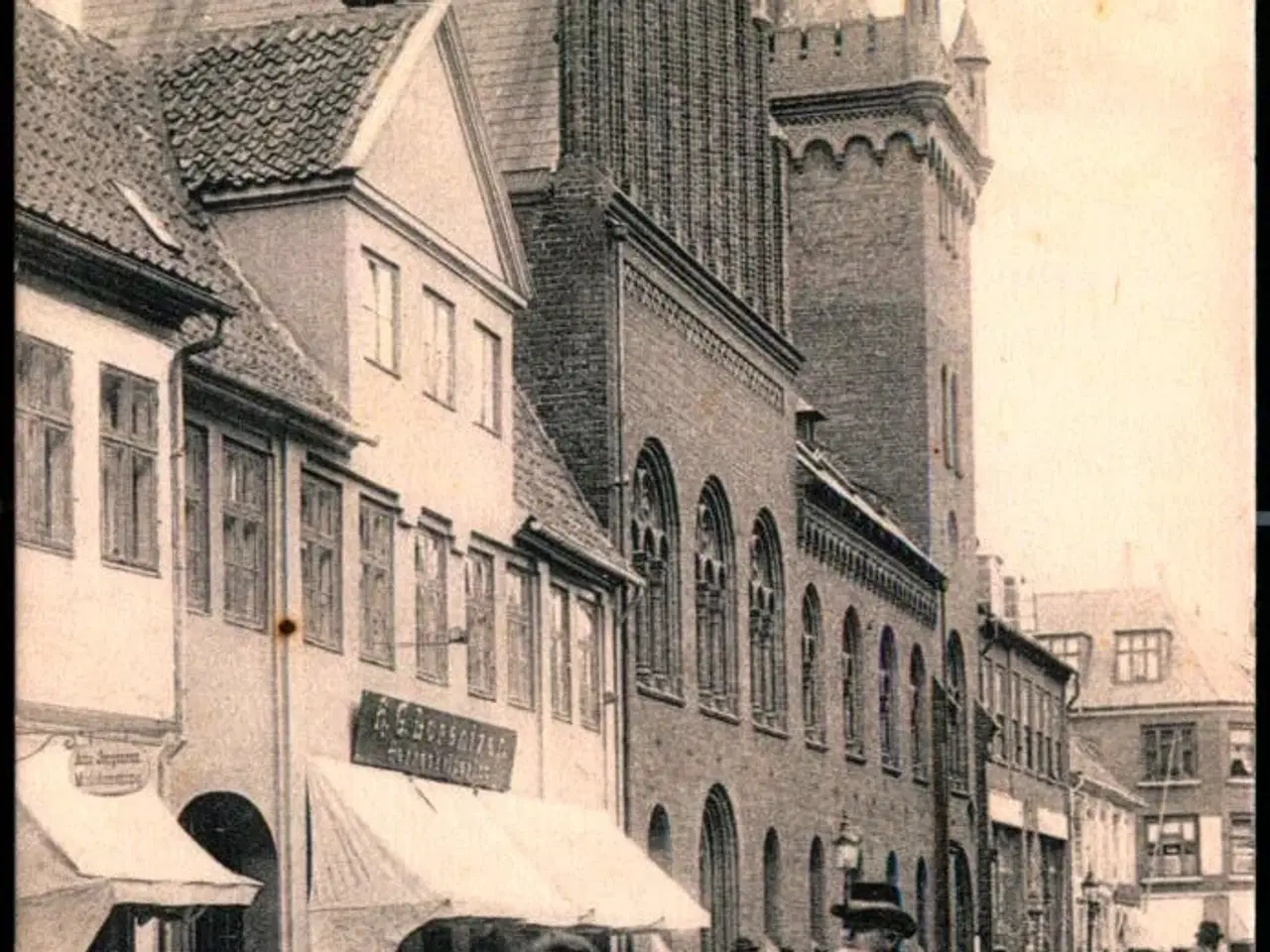 Billede 1 - Helsingør - Stengade med Raadhuset - Stender 2407