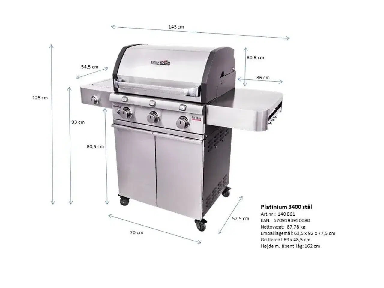 Billede 9 - Gasgrill, CharBroil TITAN T5000 Rustfri