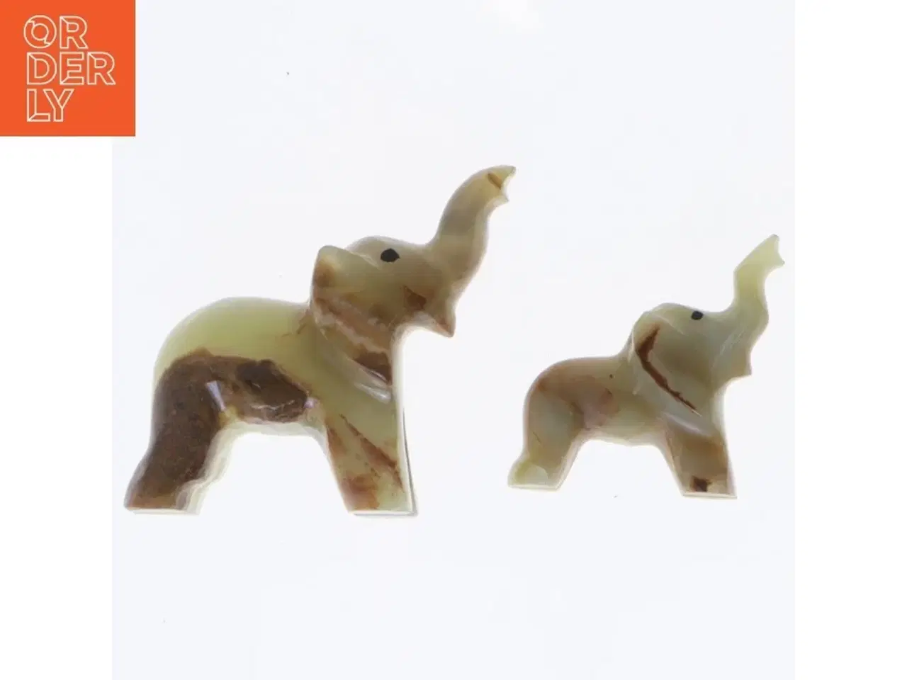 Billede 1 - Udskårne sten elefanter (str. 5 cm. og 3,5 cm)