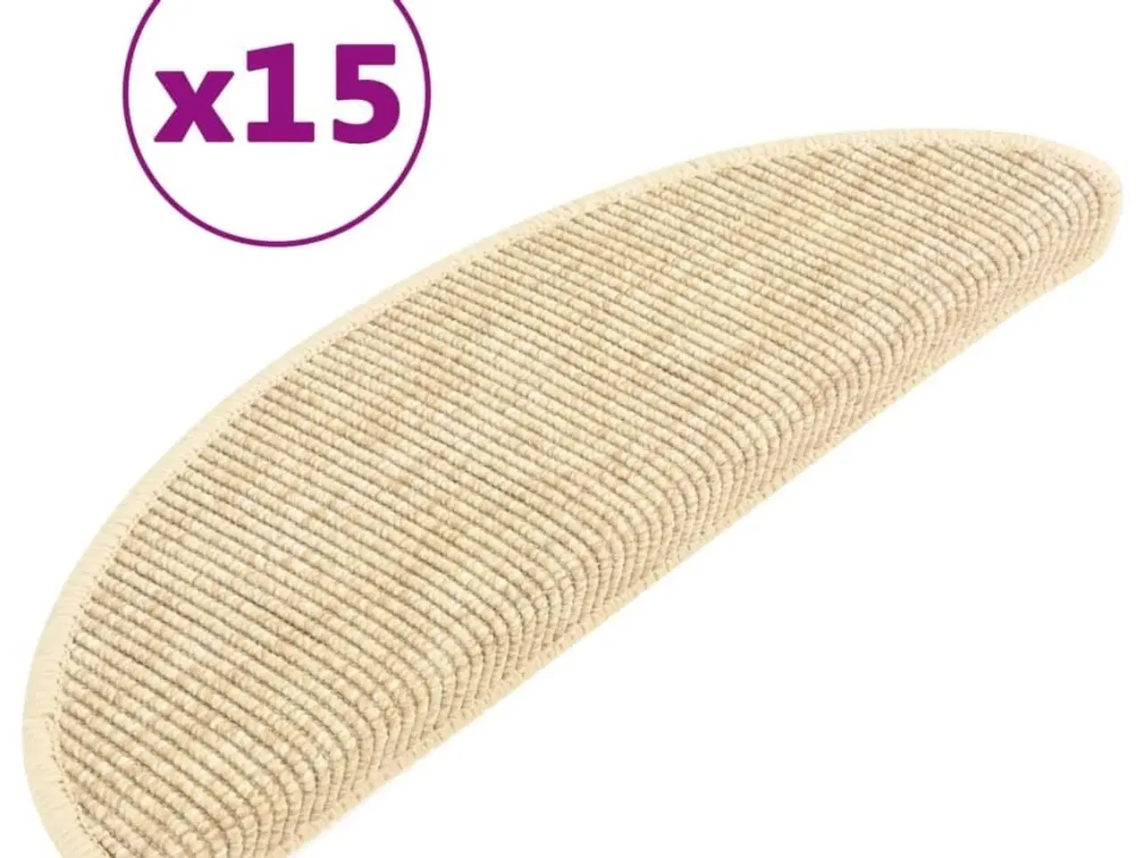 Billede 2 - Selvklæbende trappemåtter 15stk. 56x17x3cm sisal-look lys beige