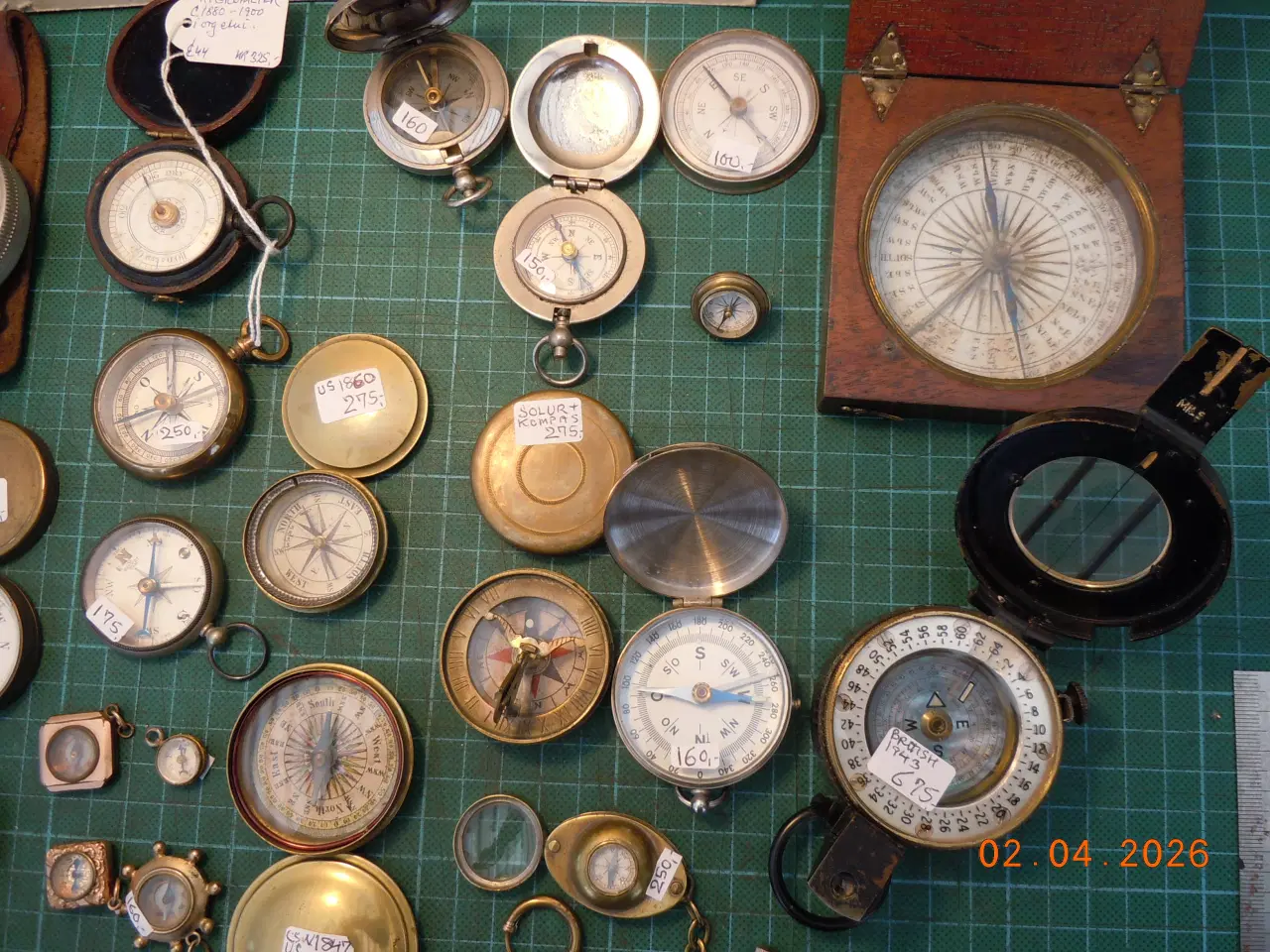 Billede 4 - Samling kompasser, Solur, træ, messing, bronze M.V