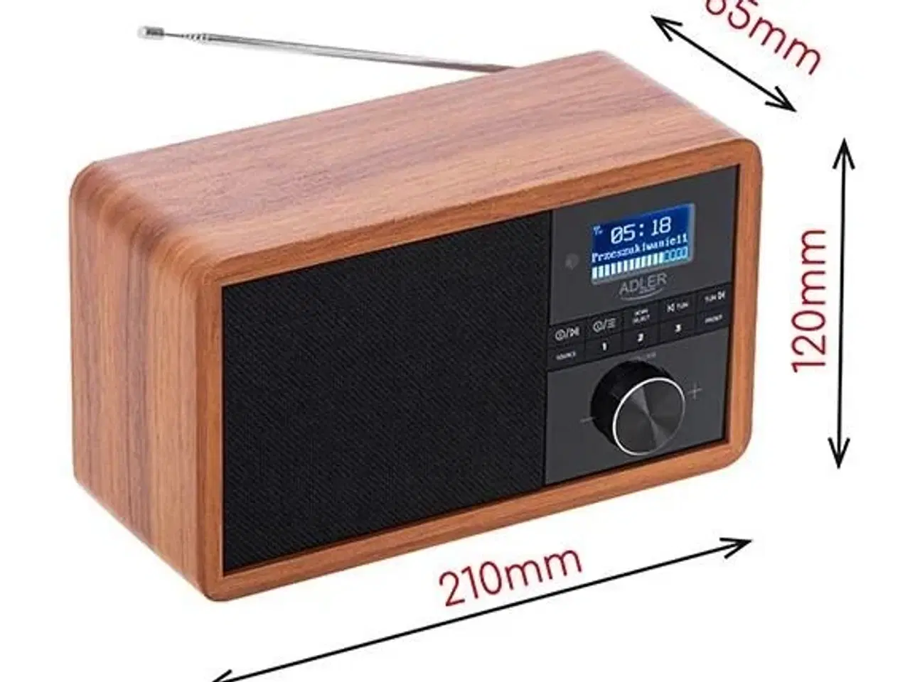 Billede 13 - Radio med vækkeur DAB+/FM – Adler AD 1184, træ/sort