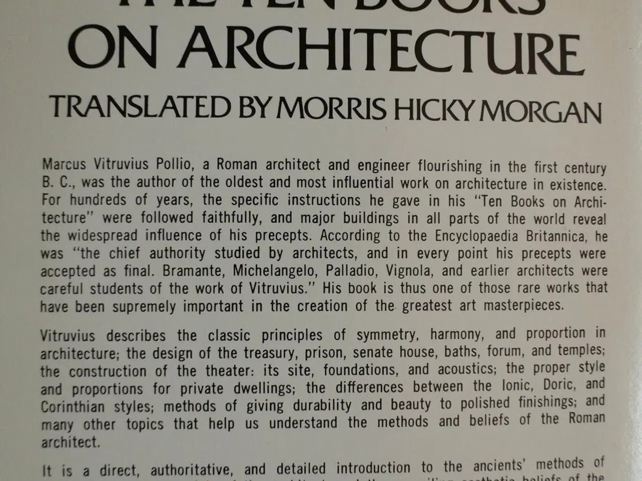 Billede 2 - the ten books on architecture, by vitruvius, emne:
