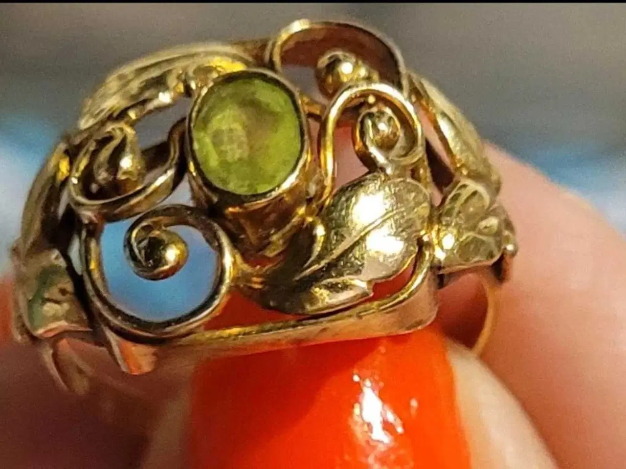 Billede 2 - Gudesmuk antik vintage guldring str. 17,3