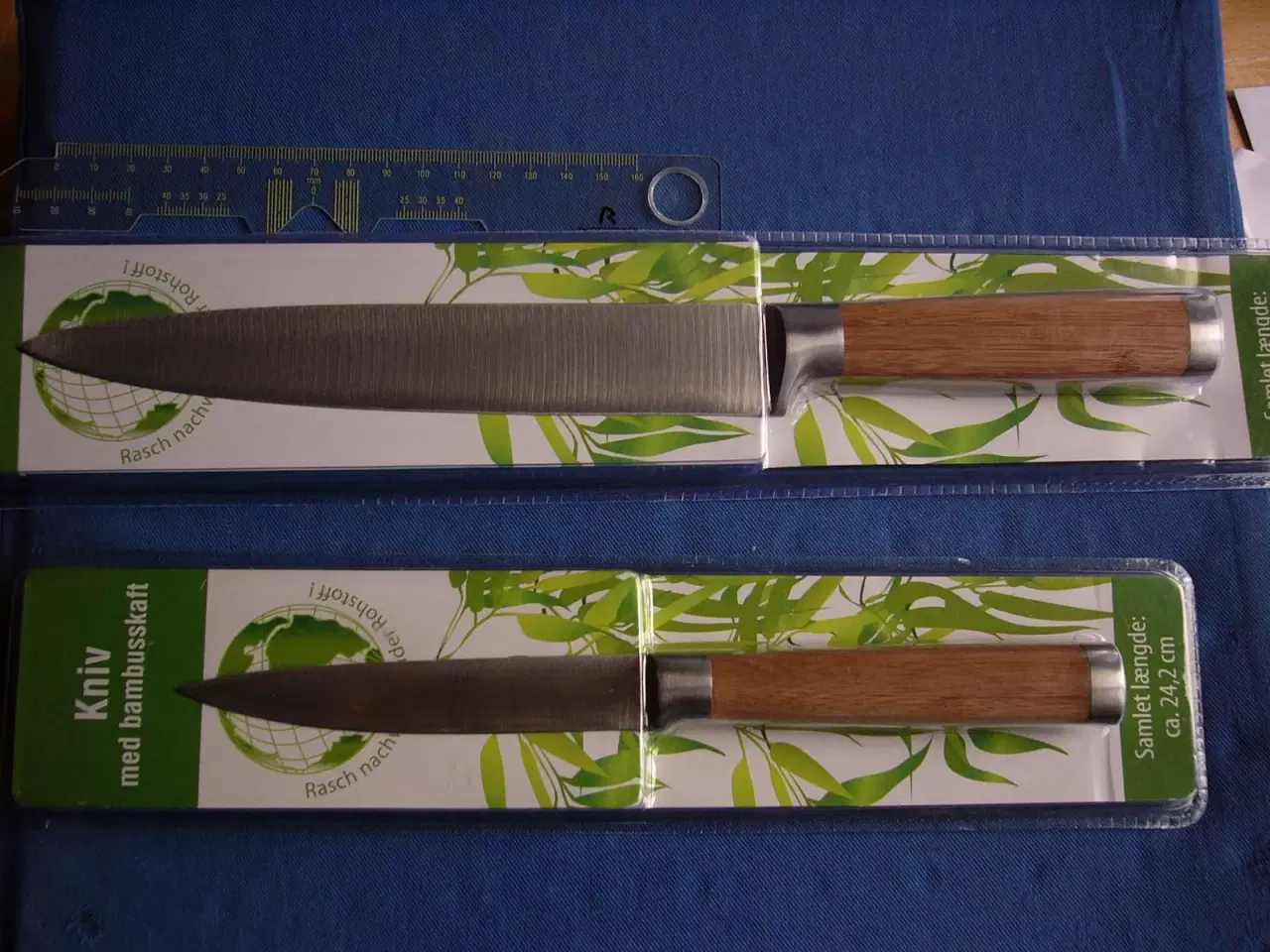 Billede 2 - 2 Flotte Køkkenknive m. bambus skafter