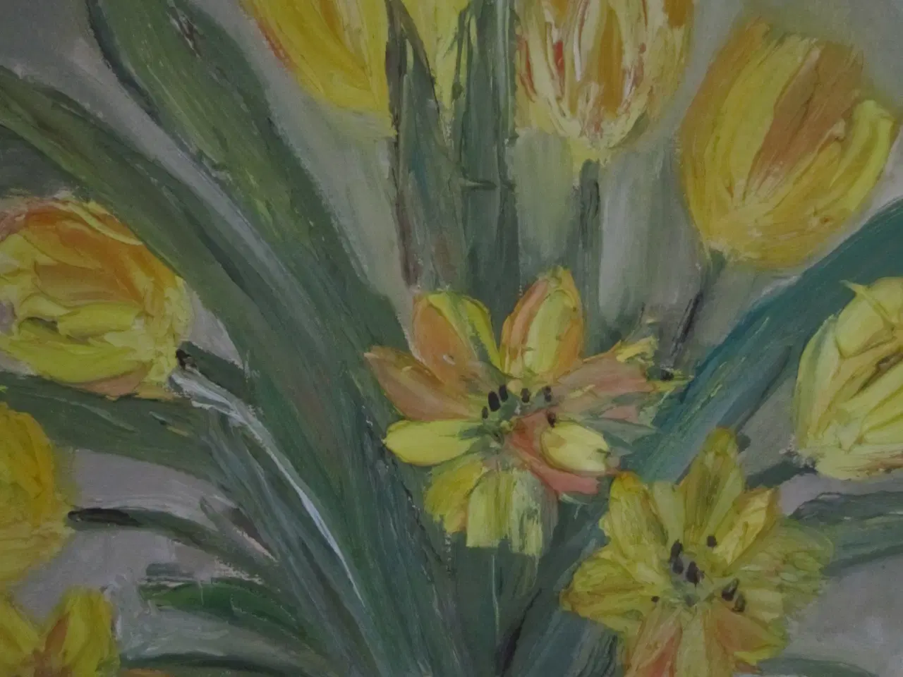 Billede 3 - MALERI AF SMUKKE GULE BLOMSTER.