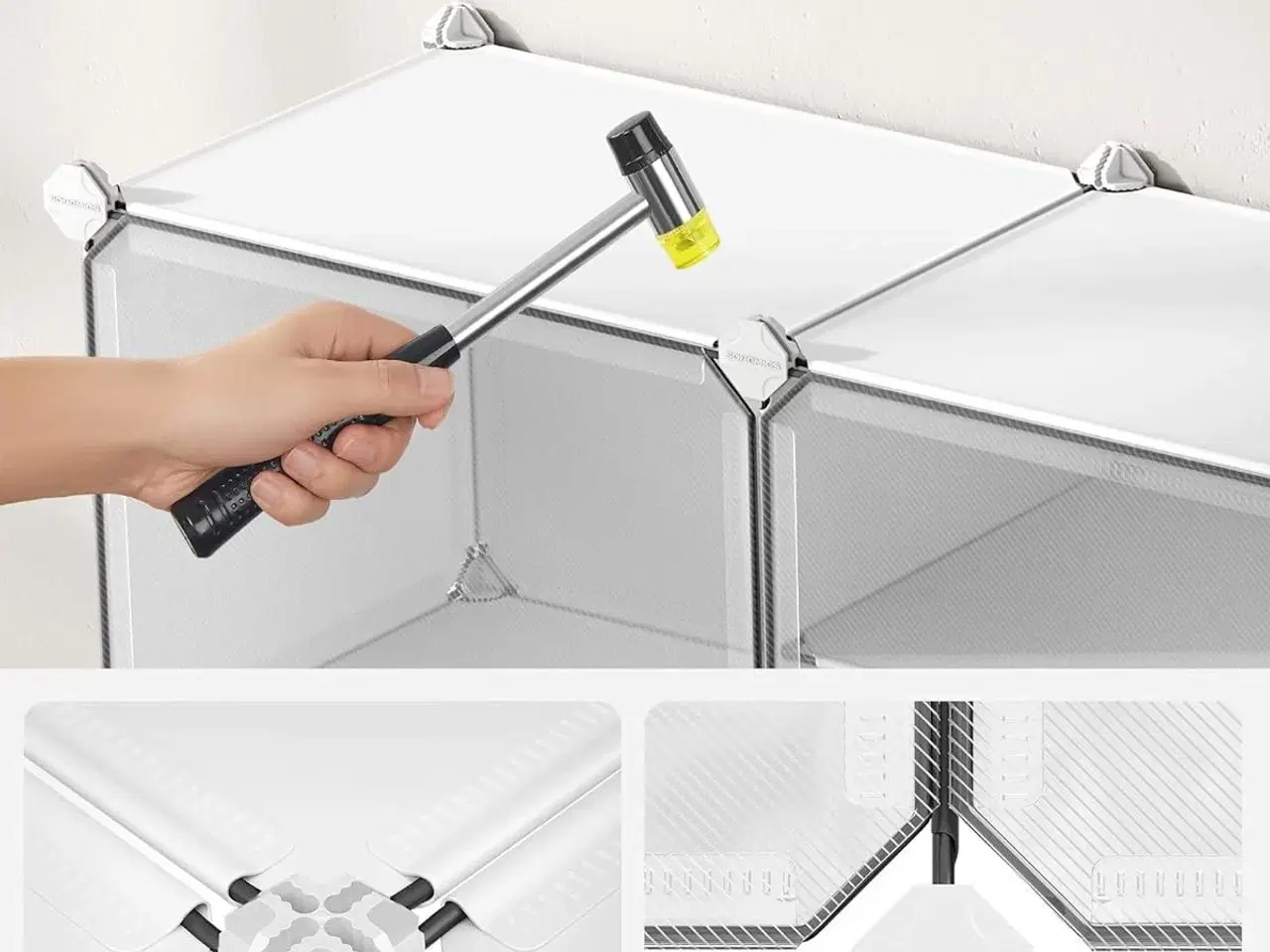 Billede 6 - Skoreol med låger modulært skoskab, 10 rum, hvid