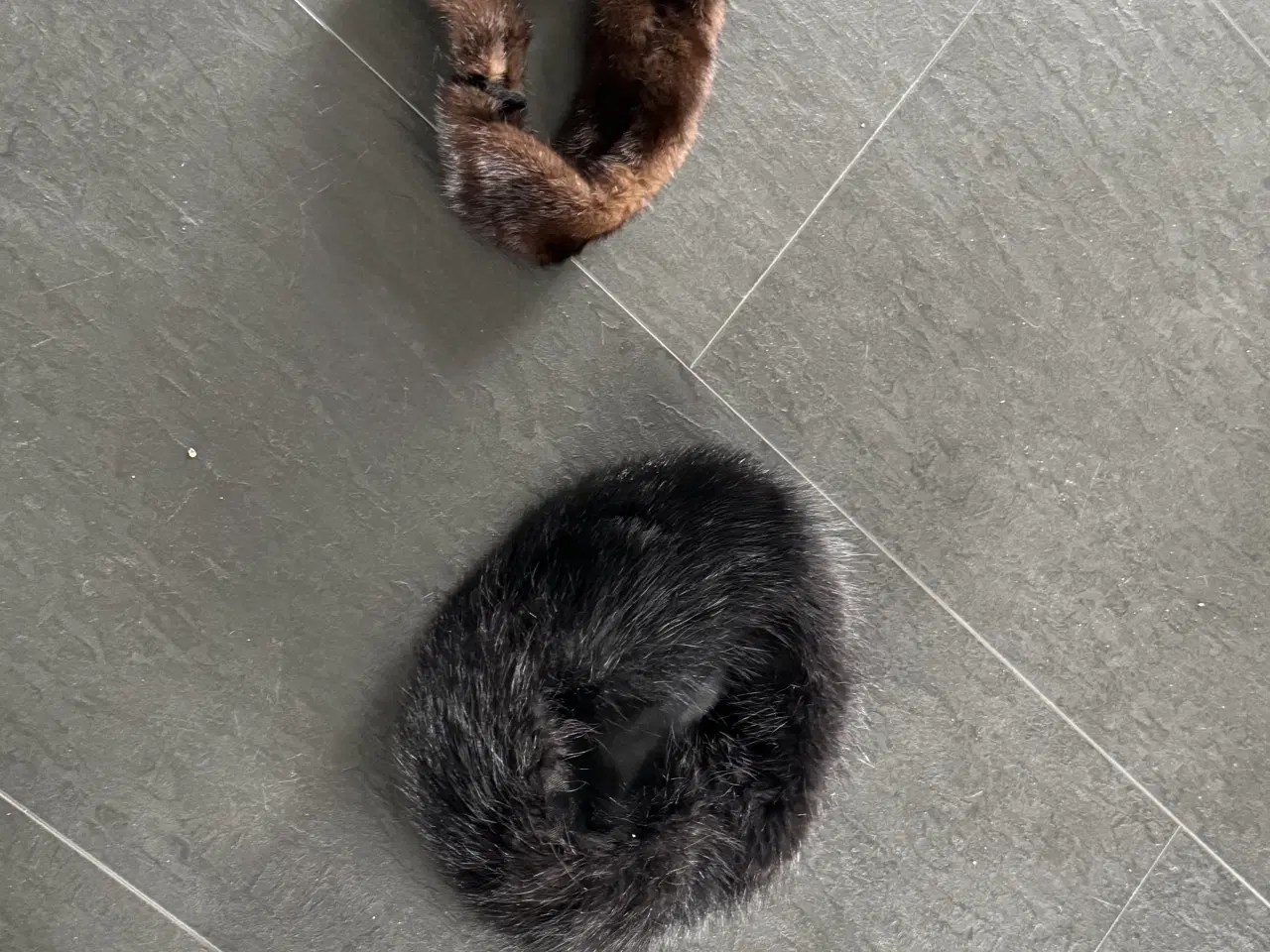 Billede 4 - Sort pels frakke med hue og halsedisse