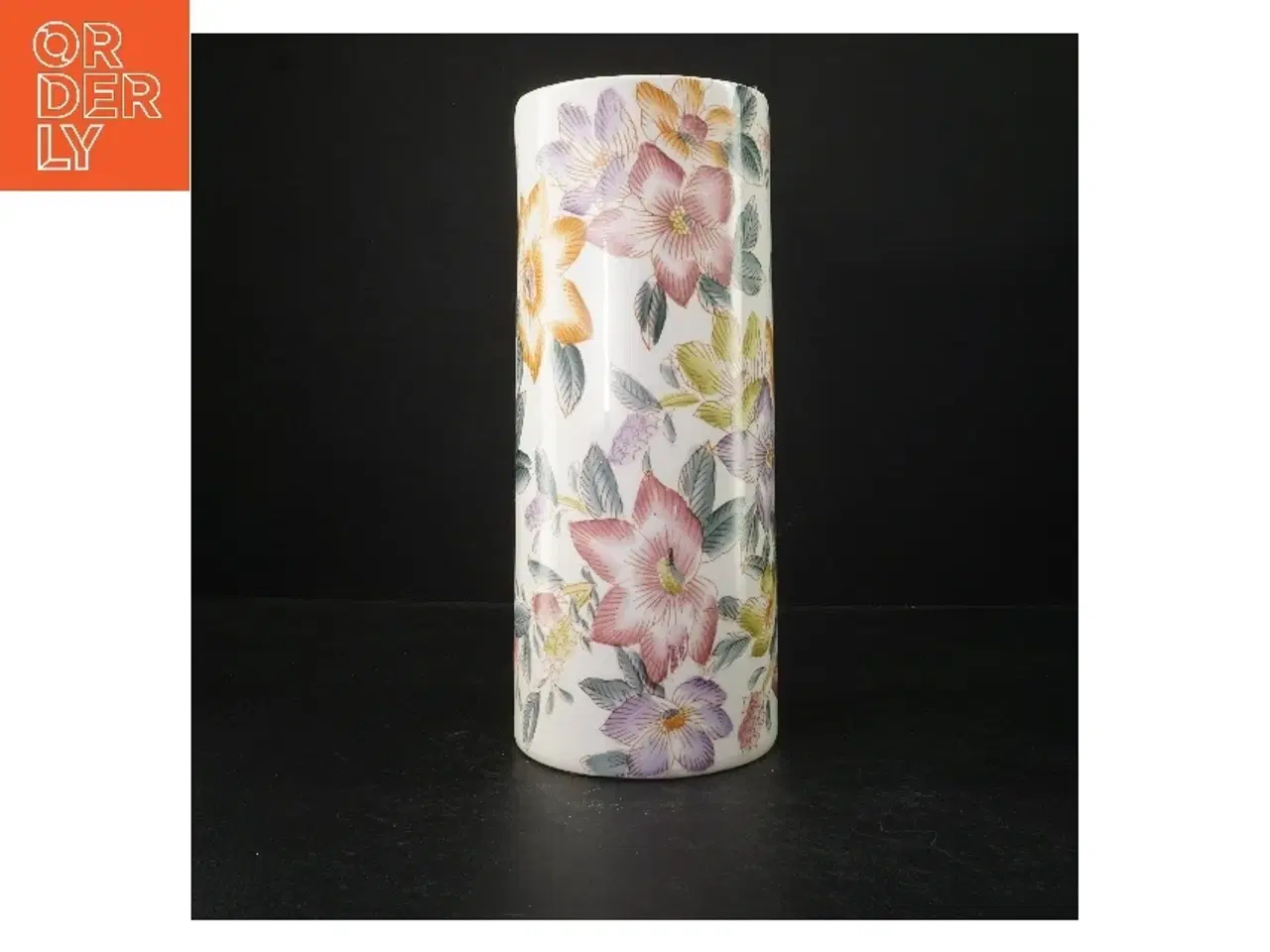 Billede 1 - Porcelænsvase med blomstermotiv (str. 32 cm)