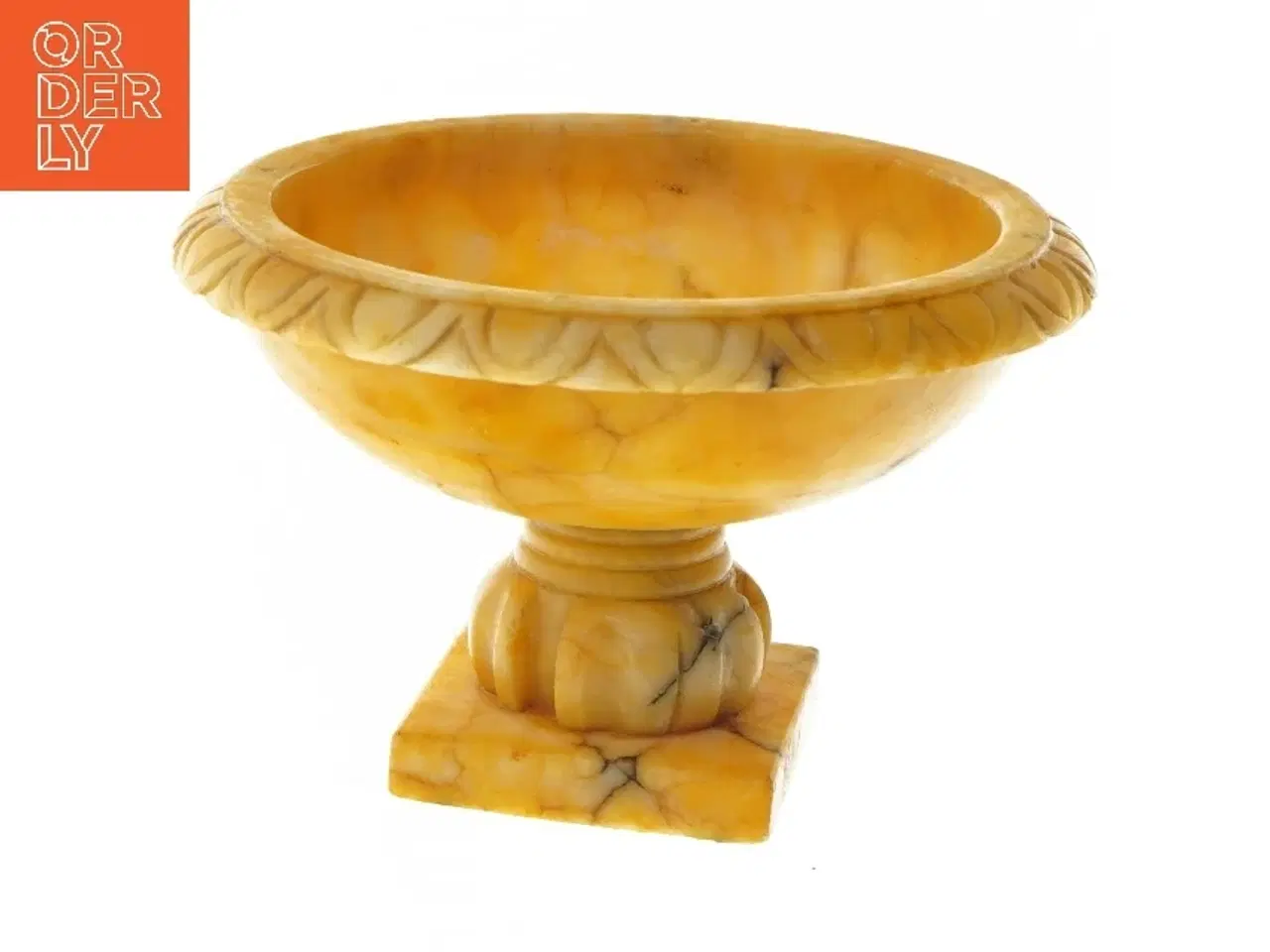 Billede 1 - Dekorativ gul alabast marmorvase (str. Ø 21 cm længde 14 cm)