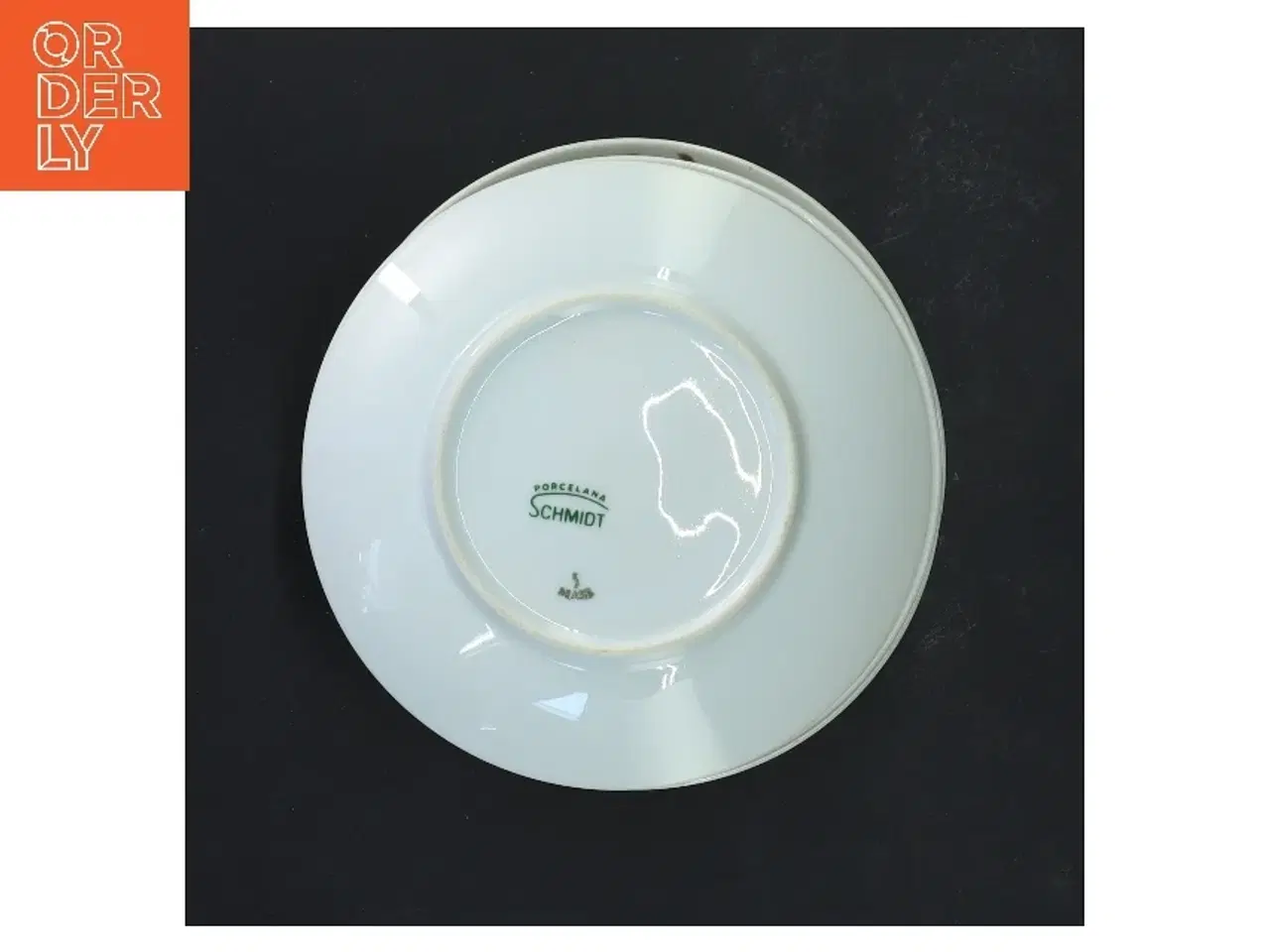 Billede 3 - 6 porcelænstallerkener med orange blomster fra Schmidt (str. 6 stk Ø 13,5 cm)