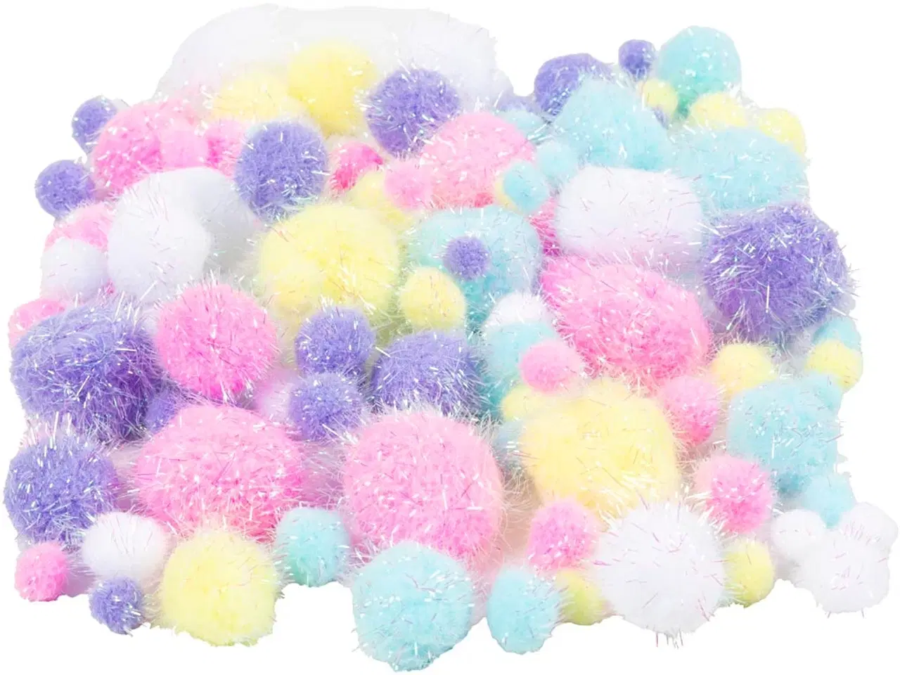 Billede 1 - Pomponer, diam. 15-40 mm, glitter, pastelfarver, 62g/ 1 pk.