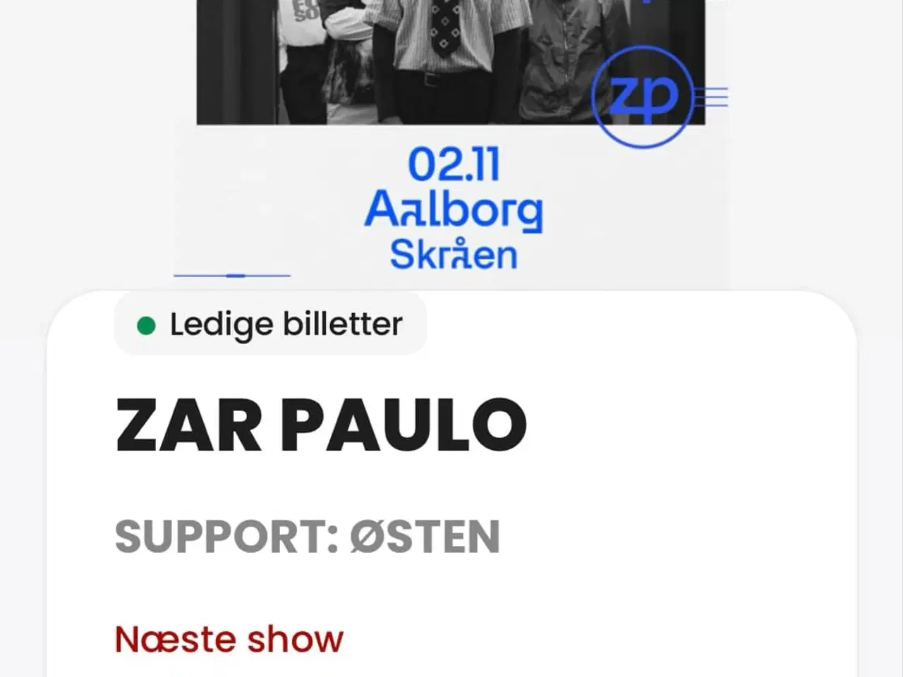 Billede 1 - 2 Billetter til ZAR PAULO