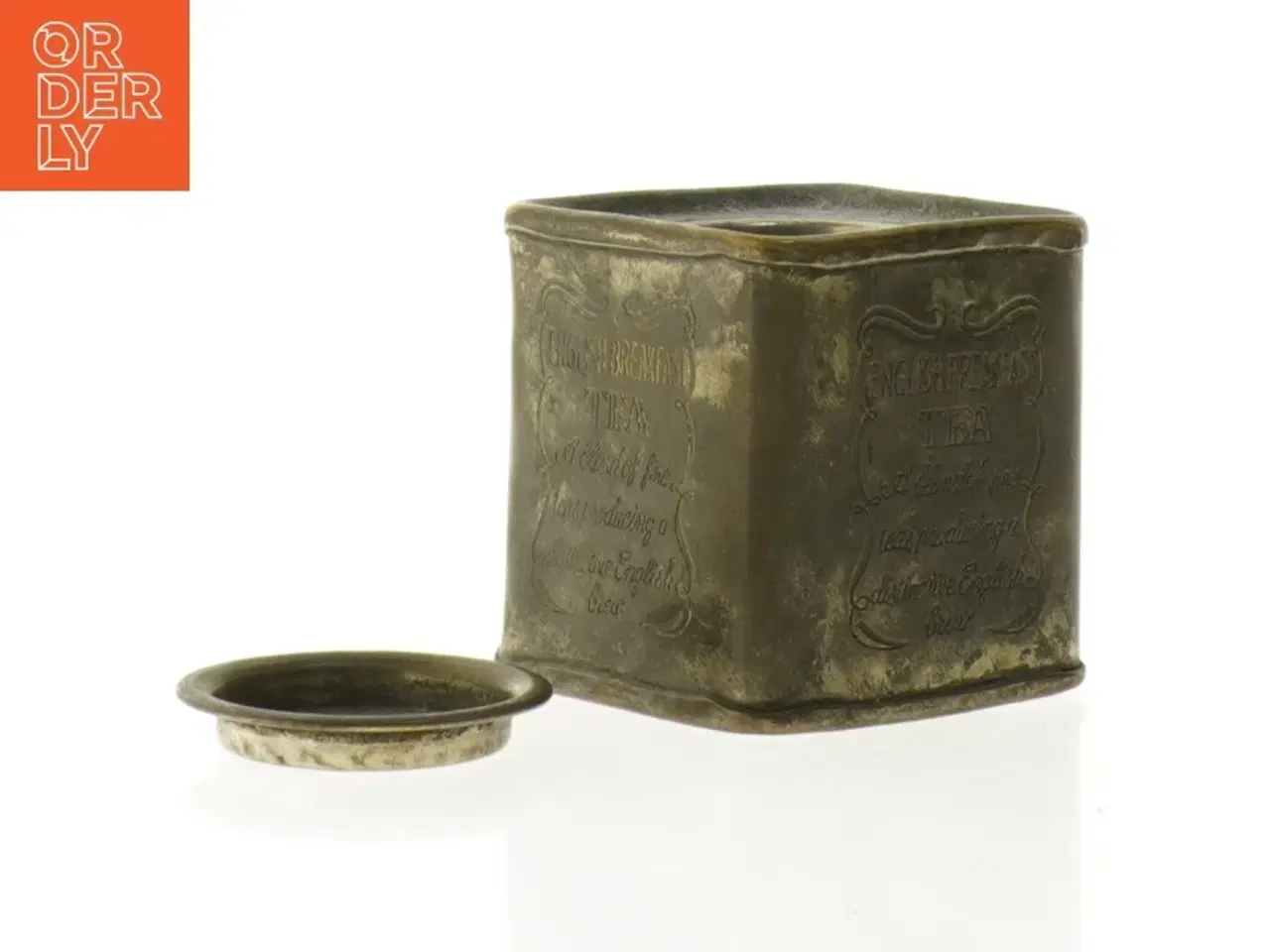 Billede 5 - Antik teæske med låg (str. 8 x 7 cm)