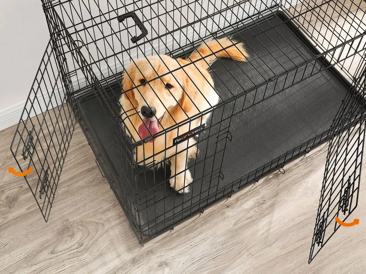 Billede 6 - Hundebur XXL – FEANDREA, sammenklappeligt 122 cm, 2 døre, sort
