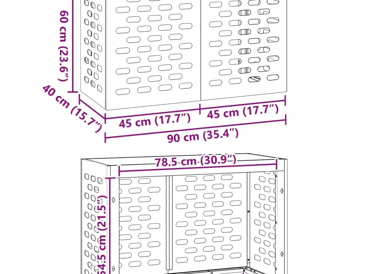 Billede 12 - Air Conditioner Cover Sort 90 x 40 x 60 cm Stål