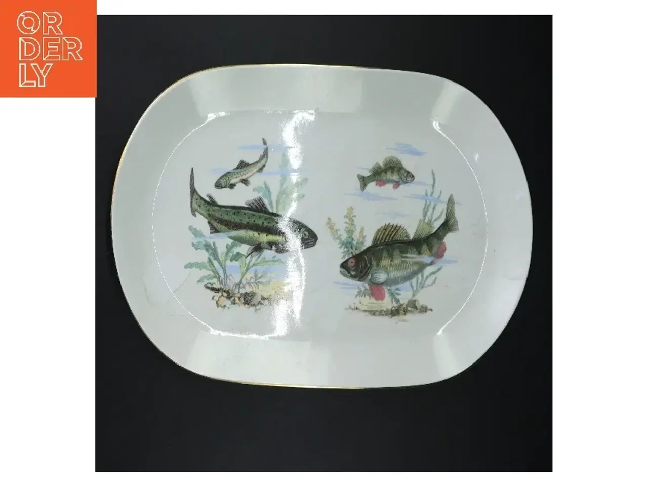 Billede 3 - Porcelænsfad med fiskemotiv fra Kahla (str. 37,5x22,5 cm)