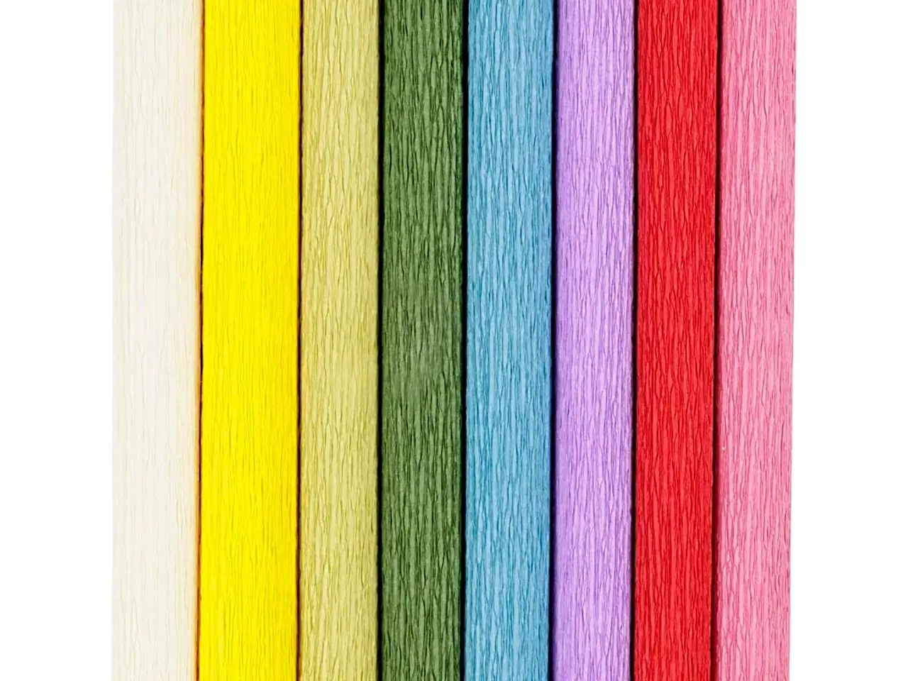 Billede 1 - Crepepapir, ark 25x60 cm, Stræk/crepe: 180%, 105 g, standardfarver, 8ark/ 1 pk.