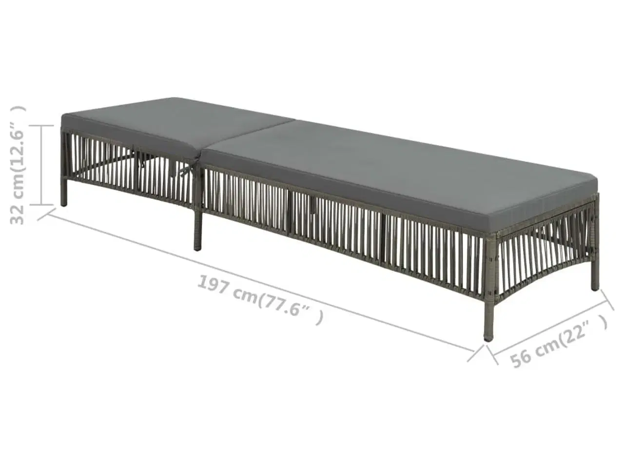 Billede 6 - Liggestol med hynde polyrattan grå