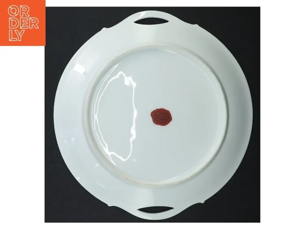 Billede 4 - Porcelænsfad med håndtag og blomsterdekoration (str. Ø 25 cm)