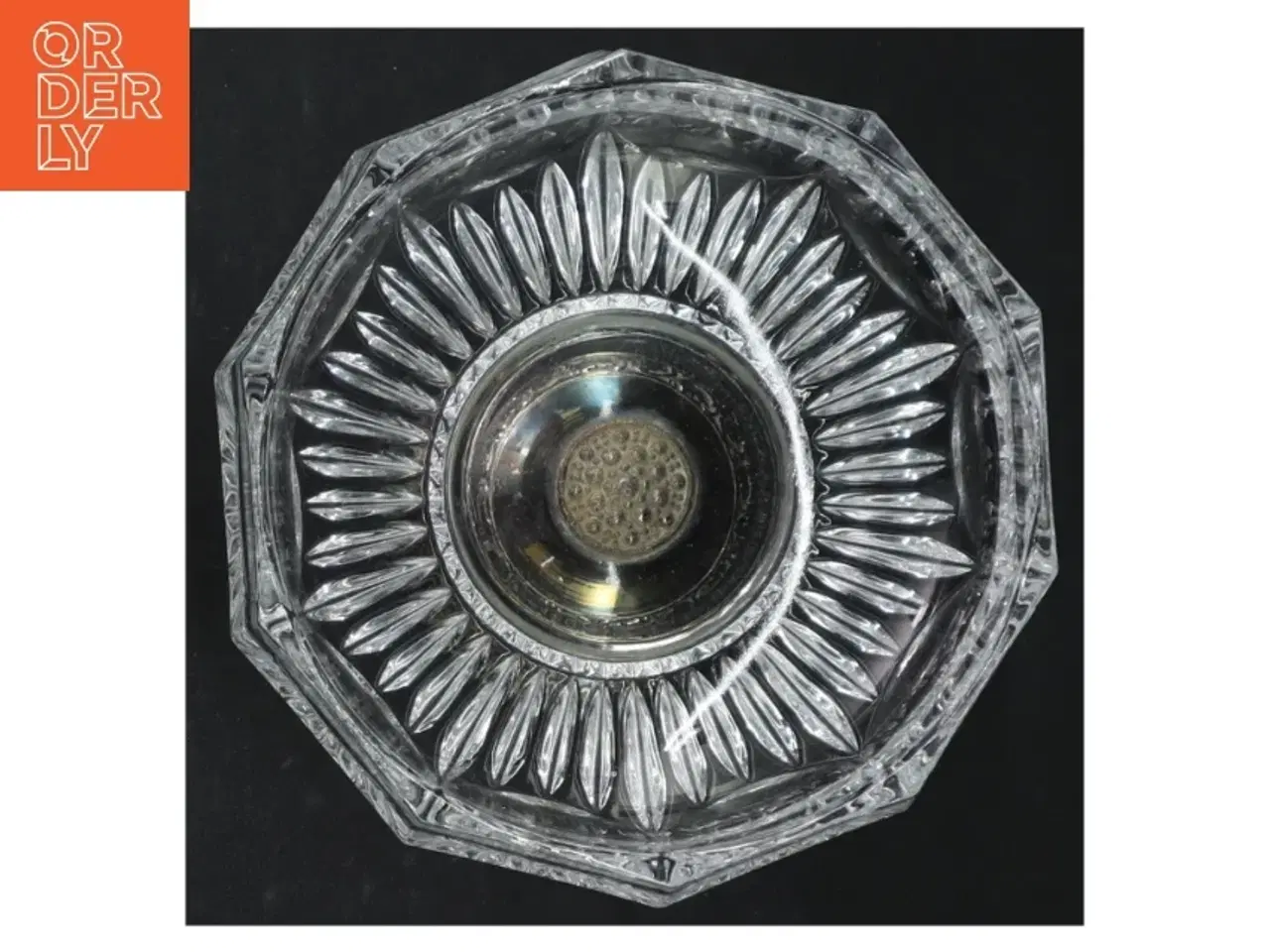 Billede 2 - Gl. Glasskål med fod i sølvplet (str. H. 9,5 cm. ø. 13,5 cm)