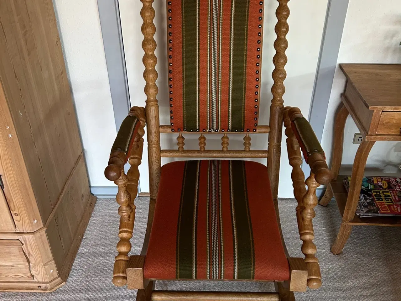 Billede 2 - Antik gyngestol i egetræ