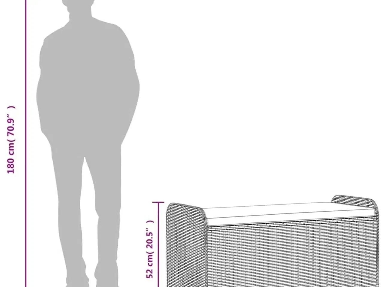Billede 10 - Opbevaringsbænk med hynde 115x51x52 cm polyrattan sort