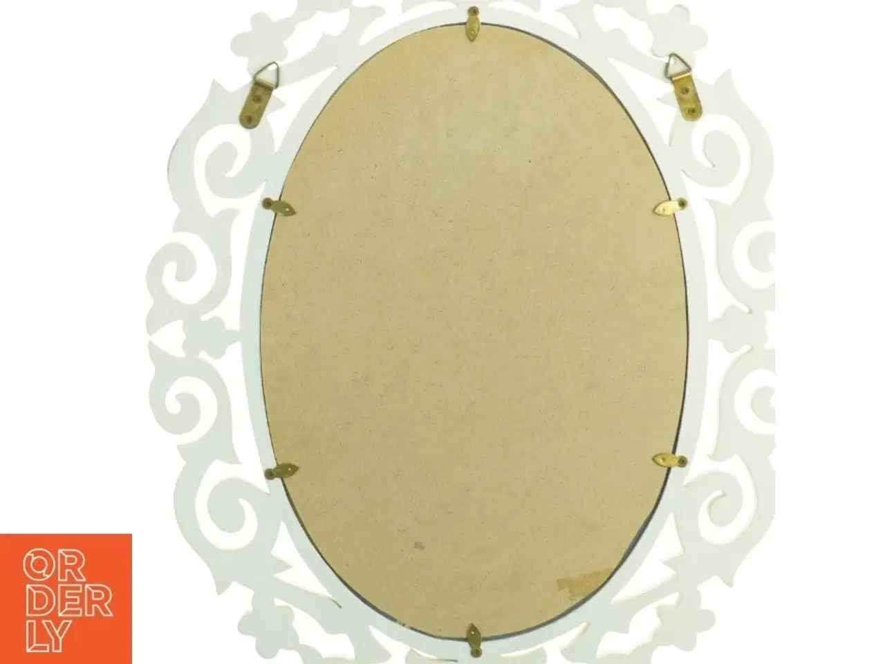 Billede 4 - Ovalt spejl med hvid dekorativ ramme (str. 50 x 39 cm)