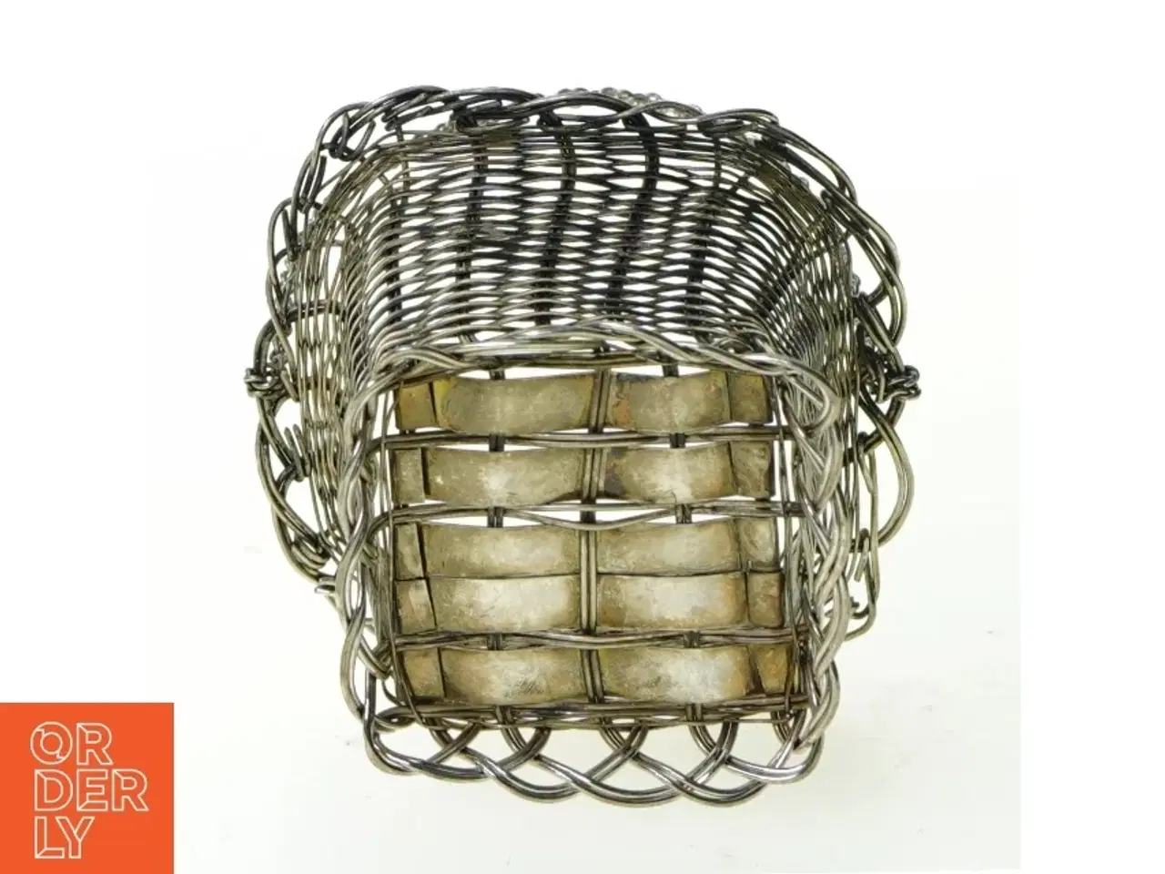 Billede 4 - Fil de fer flettet Metal kurv med hank (str. Med hank 14 x 9 cm)