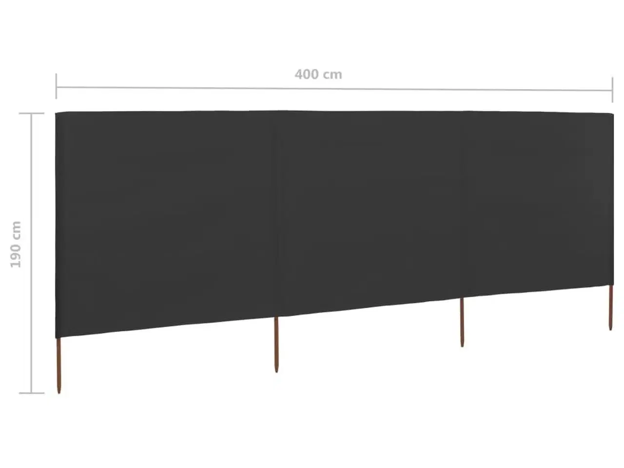 Billede 6 - 3-panels læsejl 400x160 cm stof antracitgrå