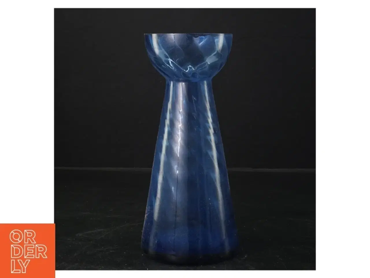 Billede 1 - Blå glasvase, til hyacinter (str. 20x9 cm)