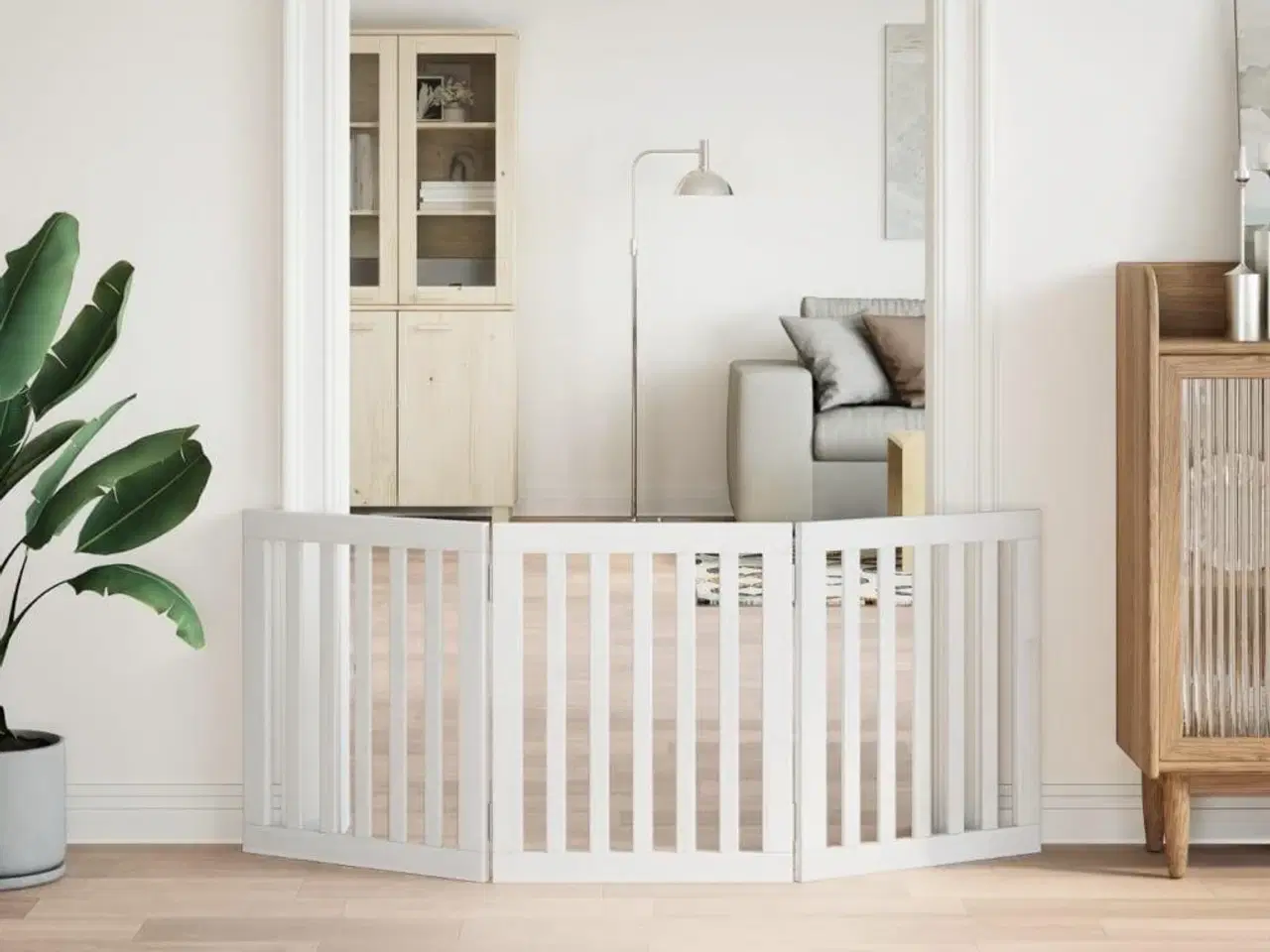 Billede 3 - Hundelåge 3 paneler 150 cm foldbar poppeltræ hvid