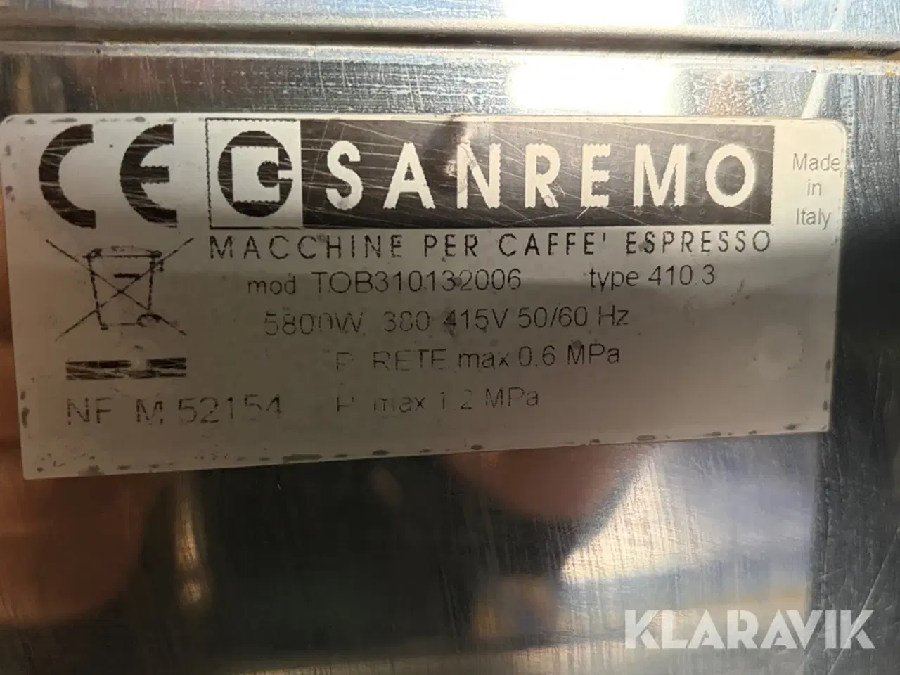 Billede 6 - Espressomaskine Sanremo TOB310132006 3-gruppe 380–415 V