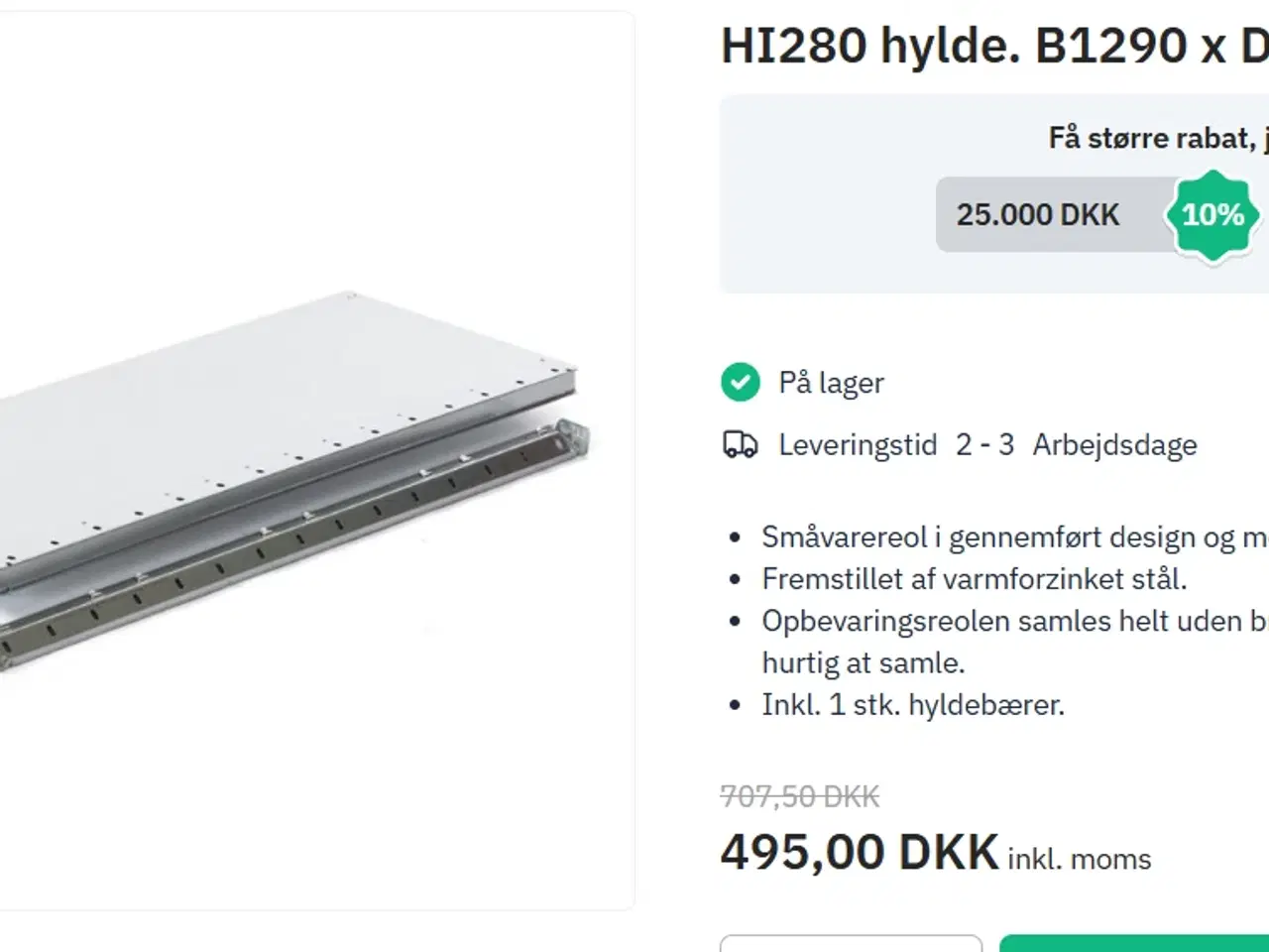 Billede 2 - HI-280 Reolsystem – 5 fag / 6 gavle / 20 hylder –