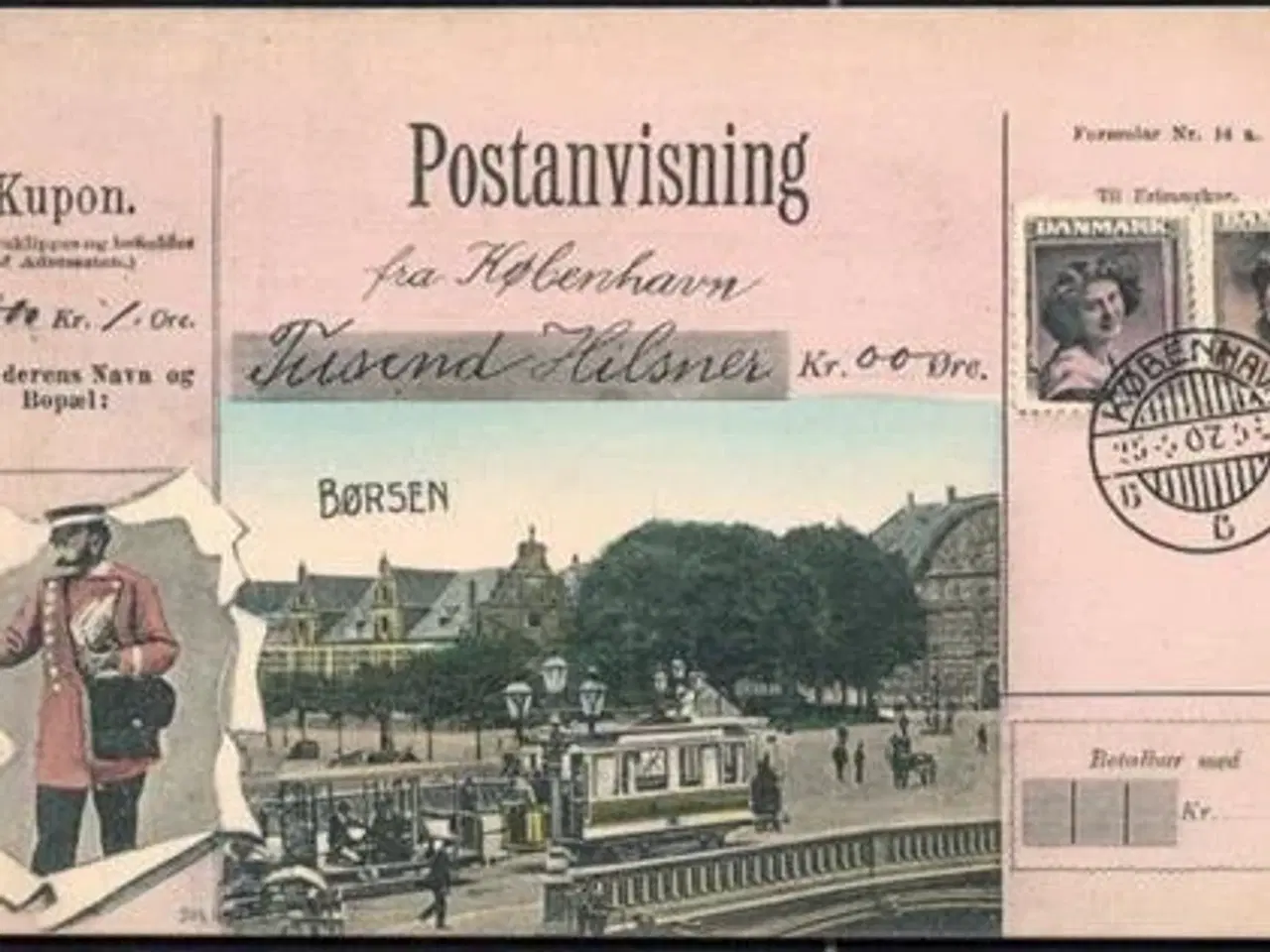 Billede 1 - Postanvisning fra Kjøbenhavn - Børsen - A.V.4049