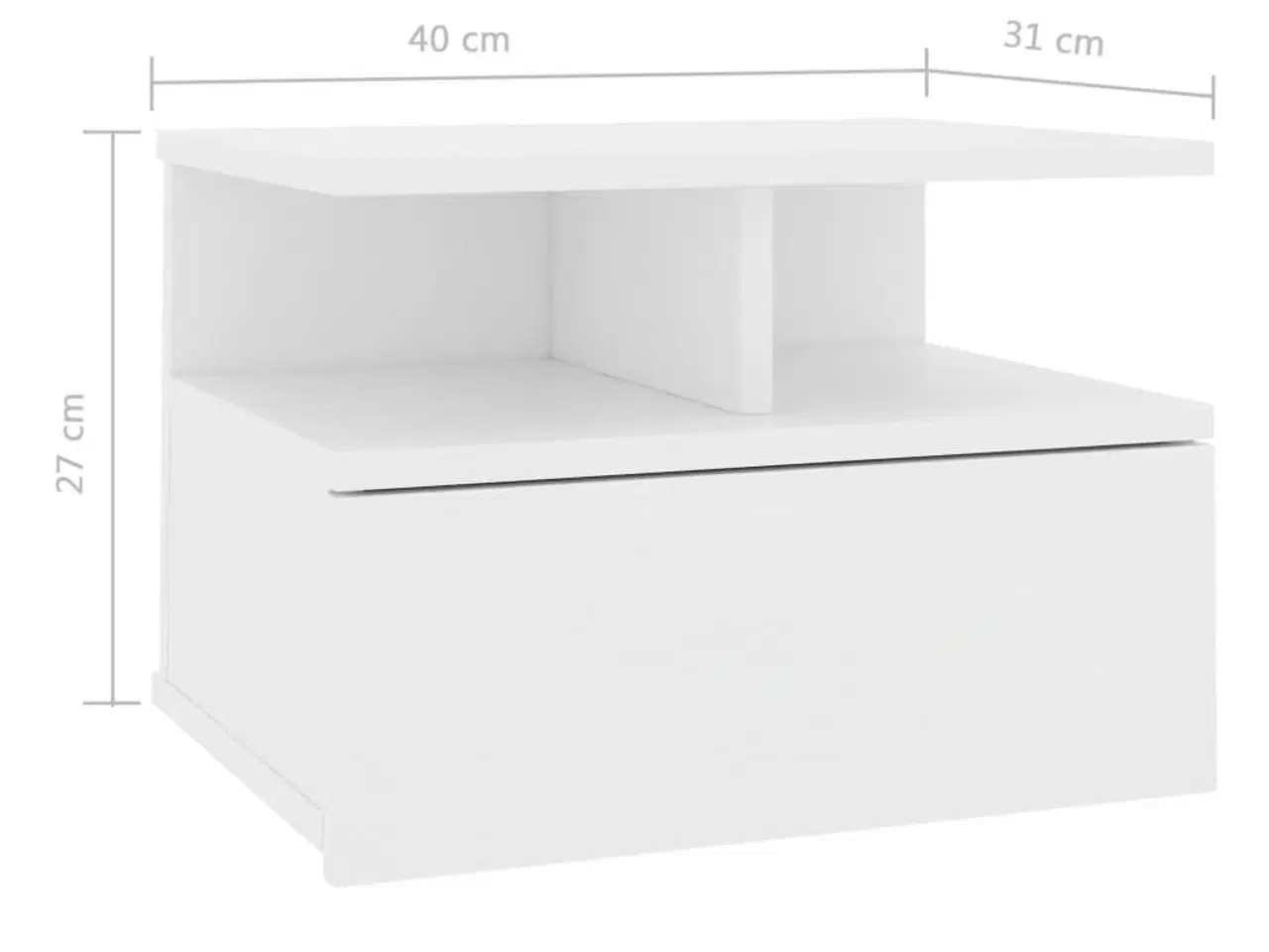 Billede 7 - Væghængt natbord 40x31x27 cm konstrueret træ hvid