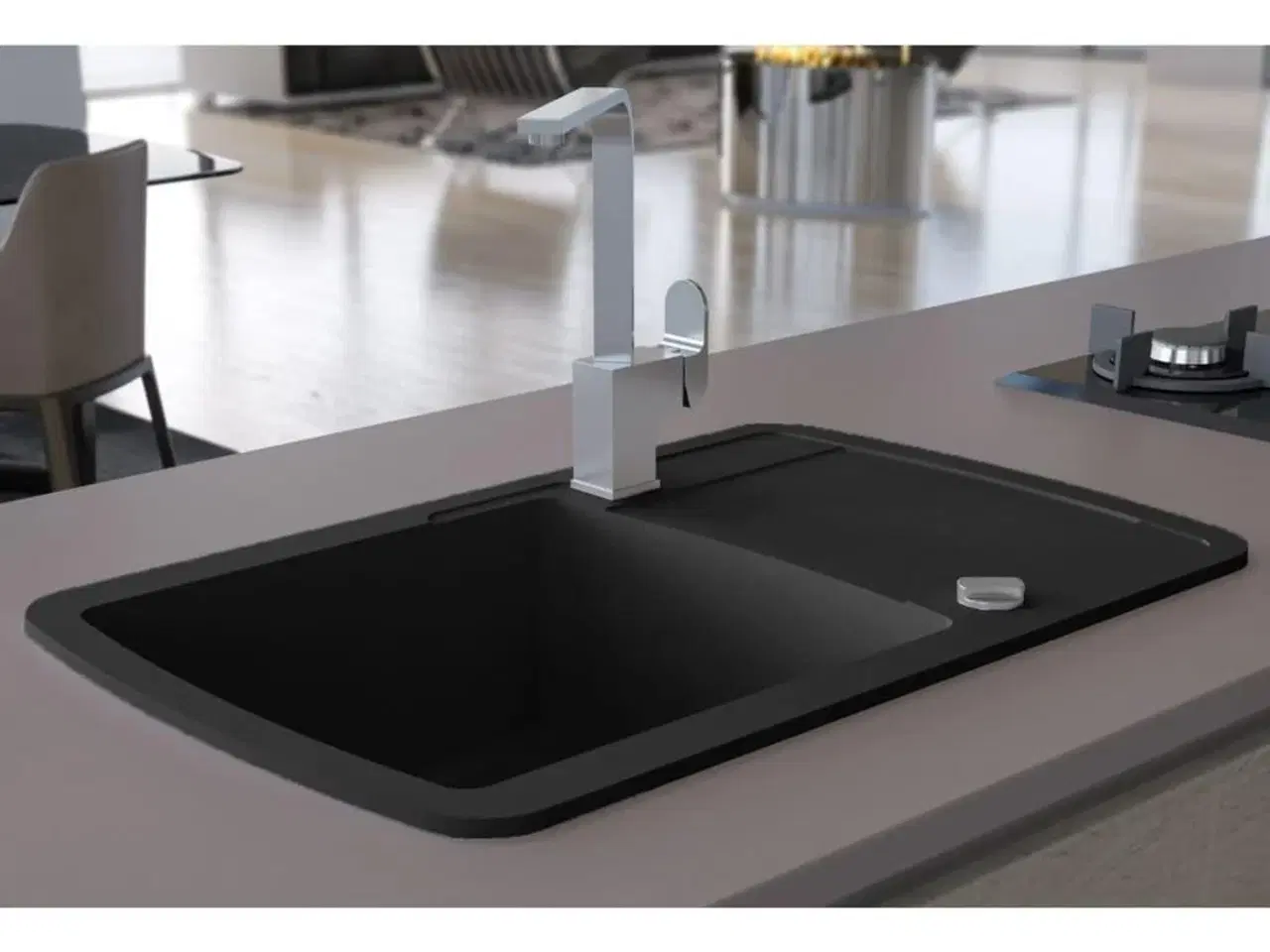Billede 1 - Køkkenvask enkelt vask granit sort