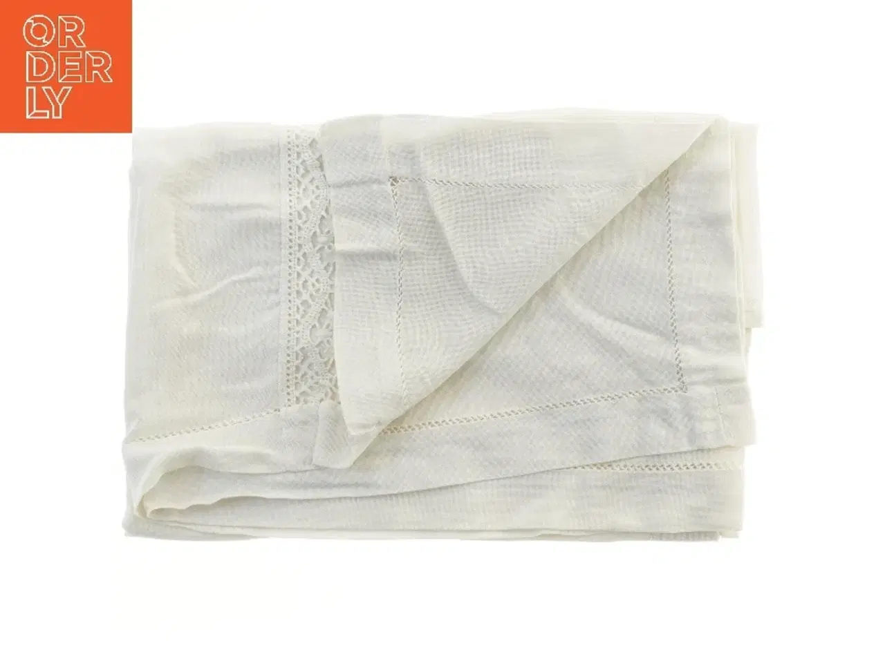 Billede 2 - Hvid dug med blondekant (str. 88x152 cm)