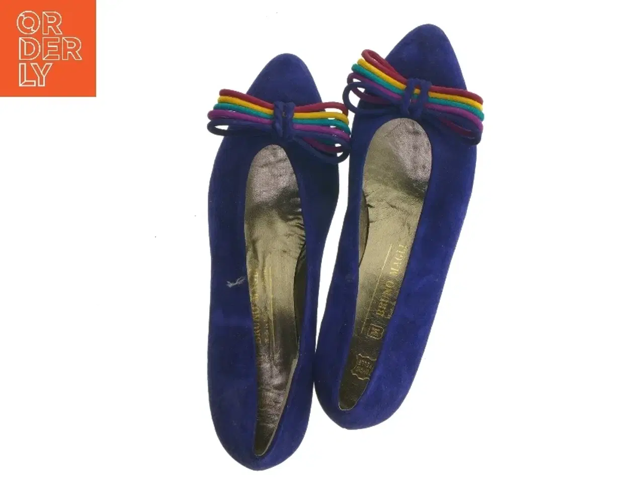 Billede 5 - Blå ruskindsko med regnbuelfarvede snørebånd fra Bruno Magli (str. 39)