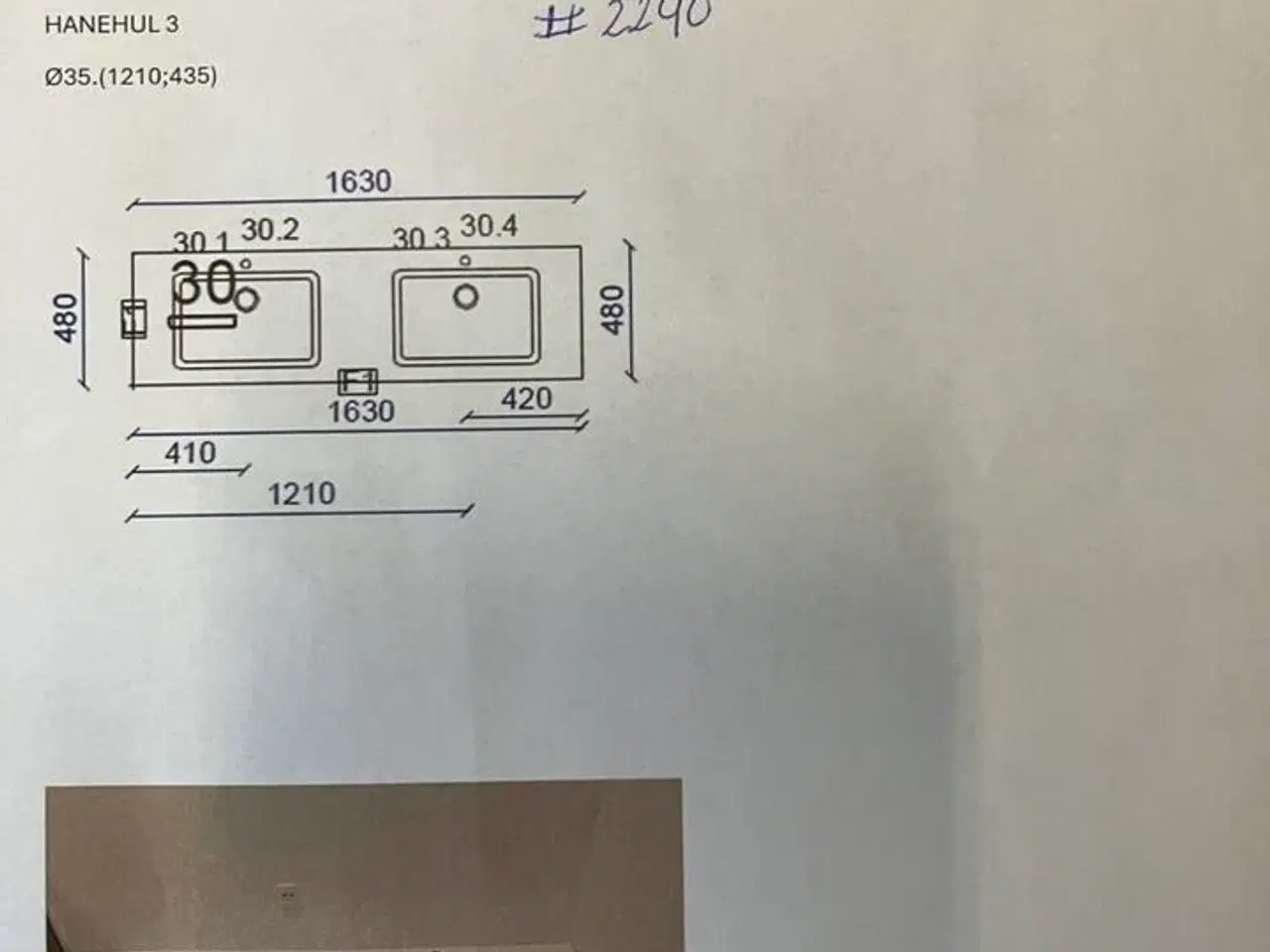 Billede 2 - Technistone Badplade med 2 vaske