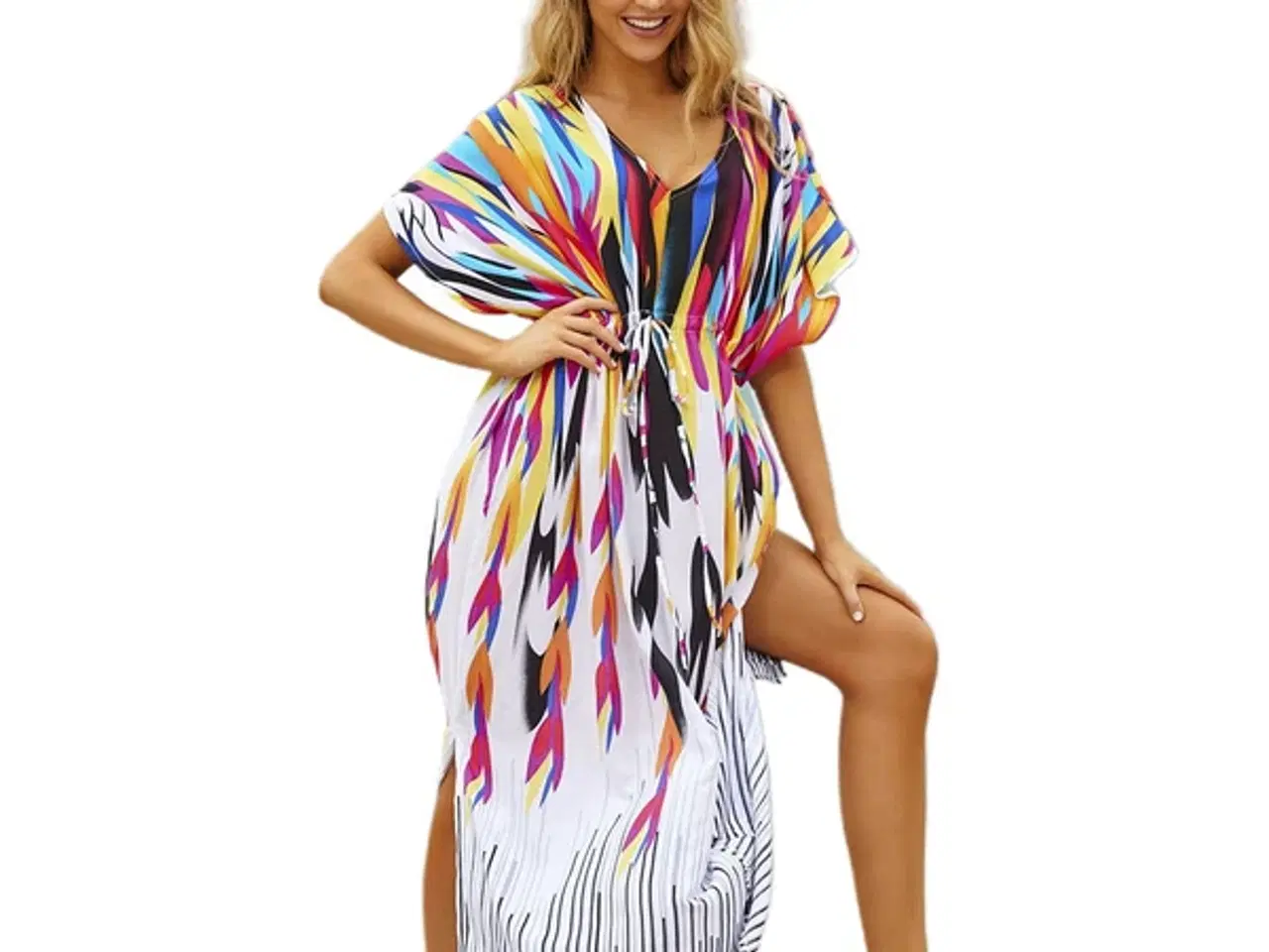 Billede 2 - kjole-sommer bohemian-kaftkan-style kjole.onesize